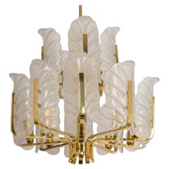 Stupendo grande lampadario Carl Fagerlund con foglie in vetro di Murano, anni '60
