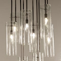 Stunning large Ceiling light handmade Murano glass suspended cylinders