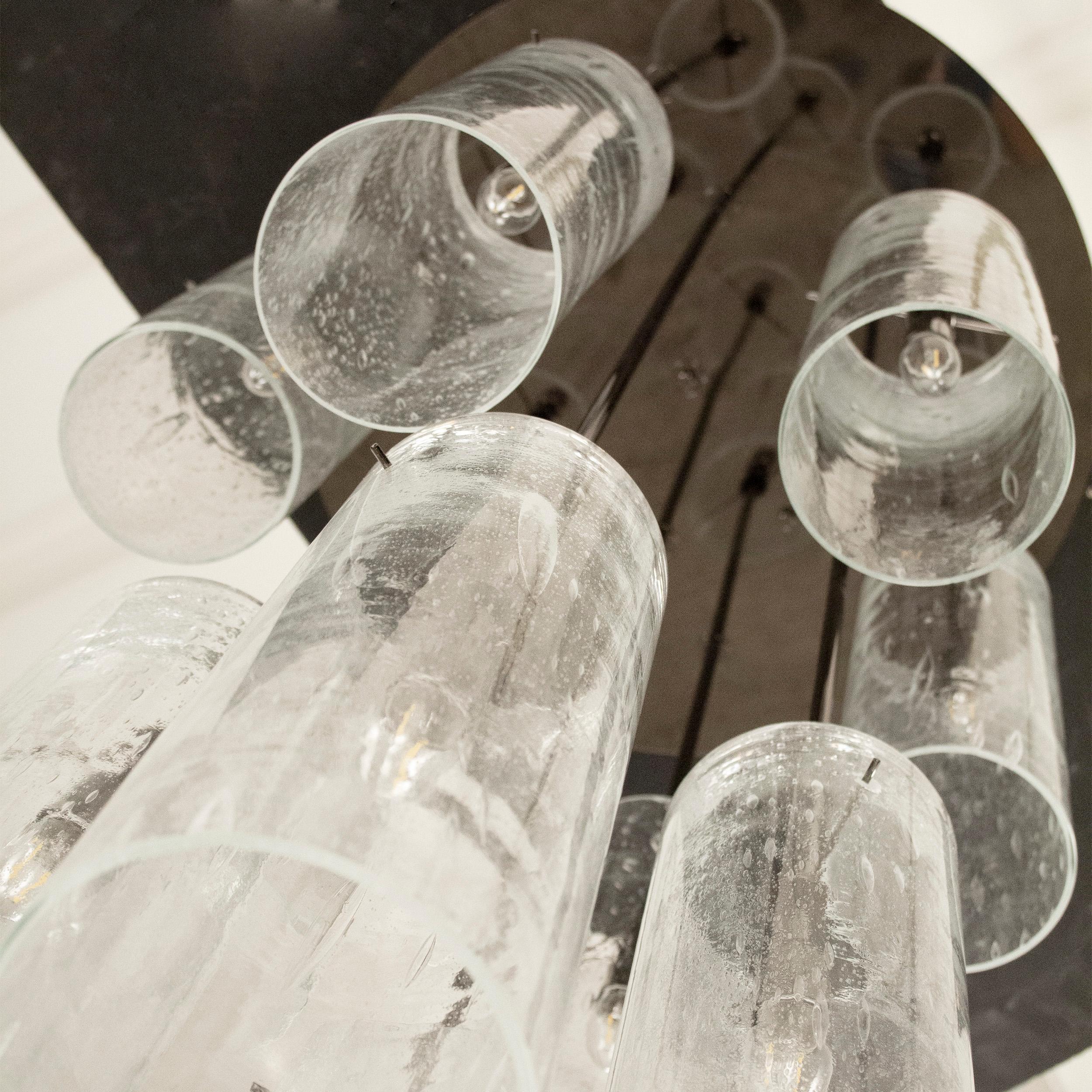 Impresionante gran lámpara de techo de cristal de Murano hecha a mano cilindros suspendidos en Bueno estado para la venta en Venezia, IT