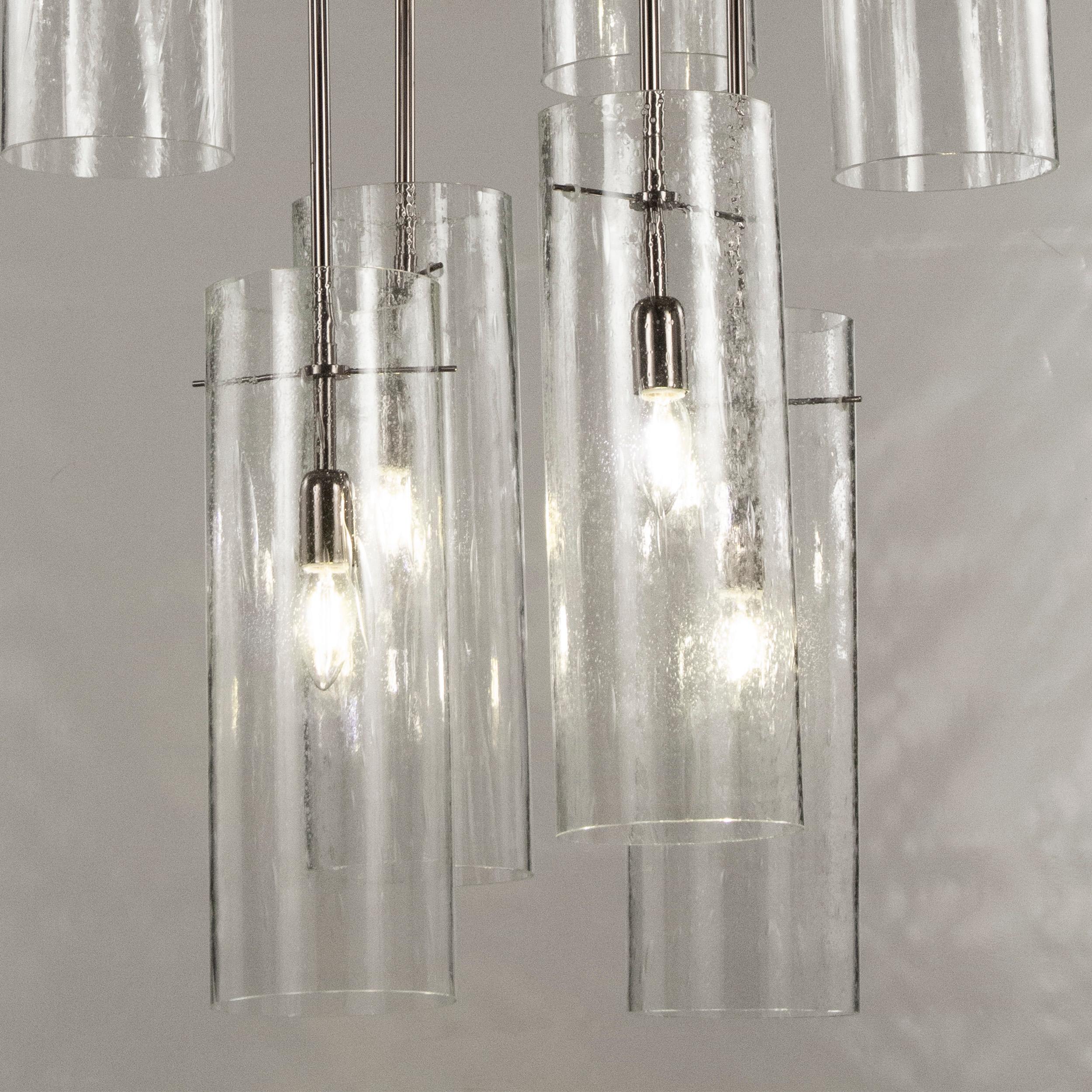 Impresionante gran lámpara de techo de cristal de Murano hecha a mano cilindros suspendidos Latón en venta