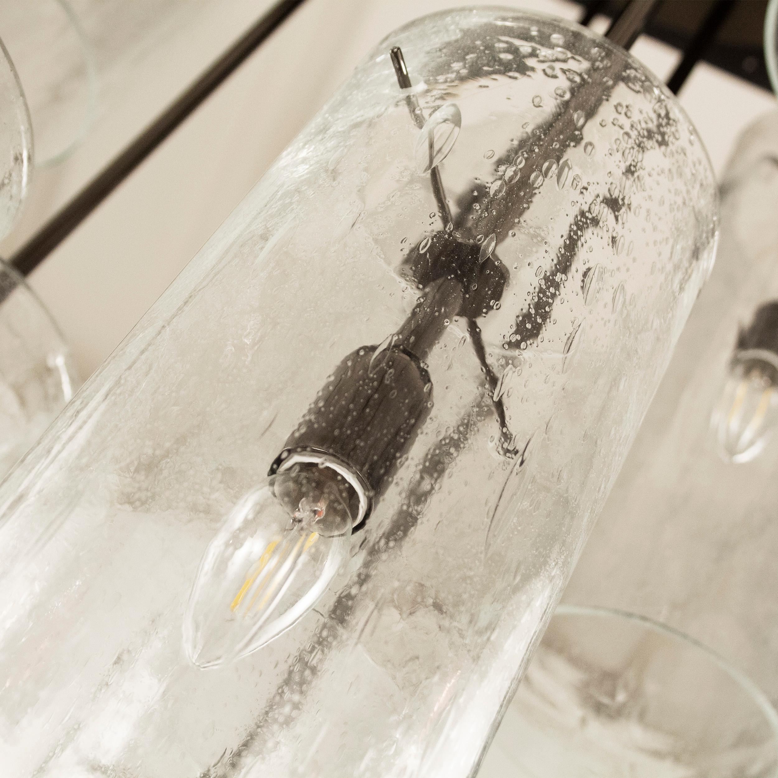 Impresionante gran lámpara de techo de cristal de Murano hecha a mano cilindros suspendidos en venta 2