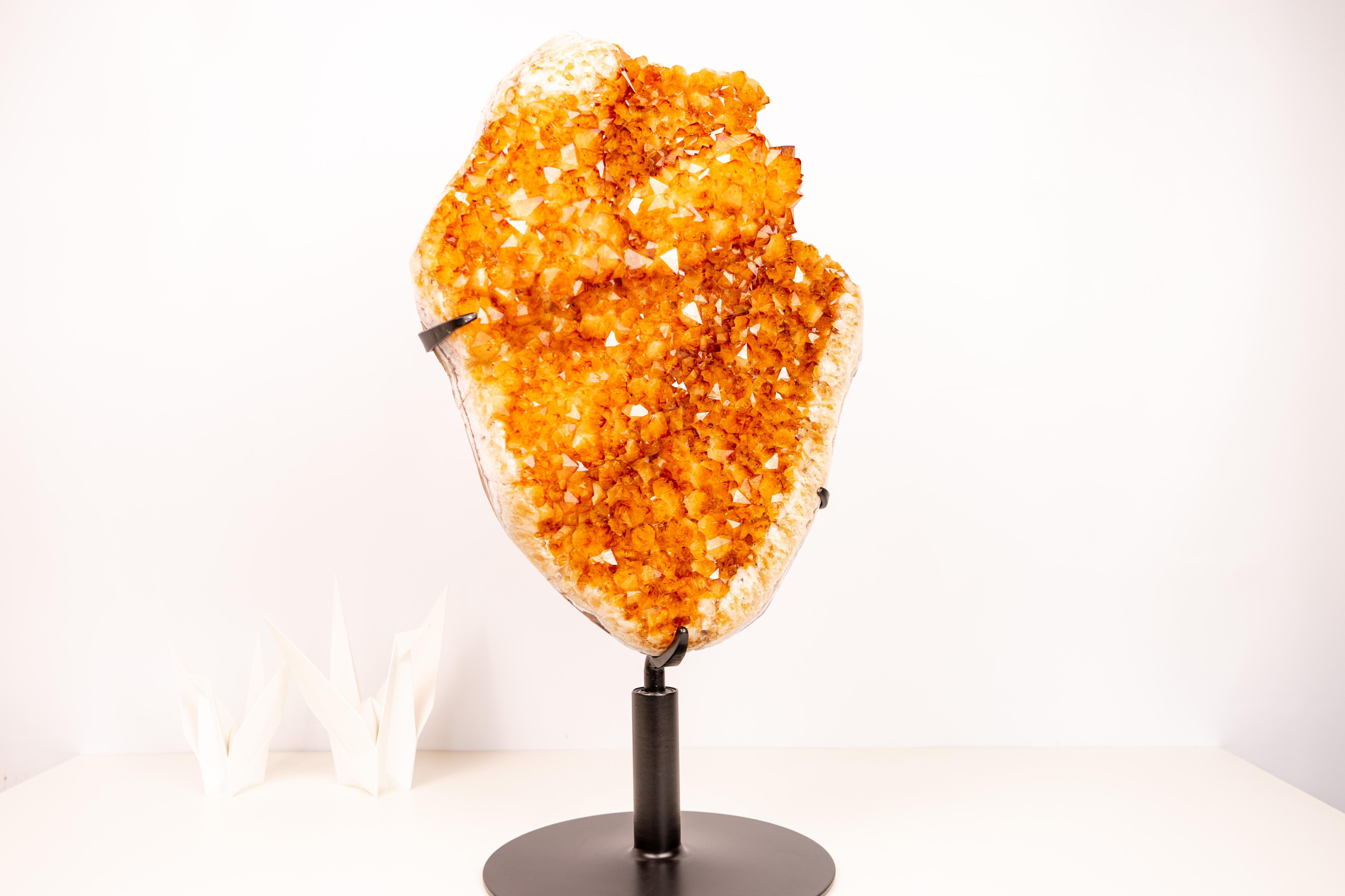 Stunning Large Citrine Crystal Cluster with Rare Stalactite Flower Cristal en venta