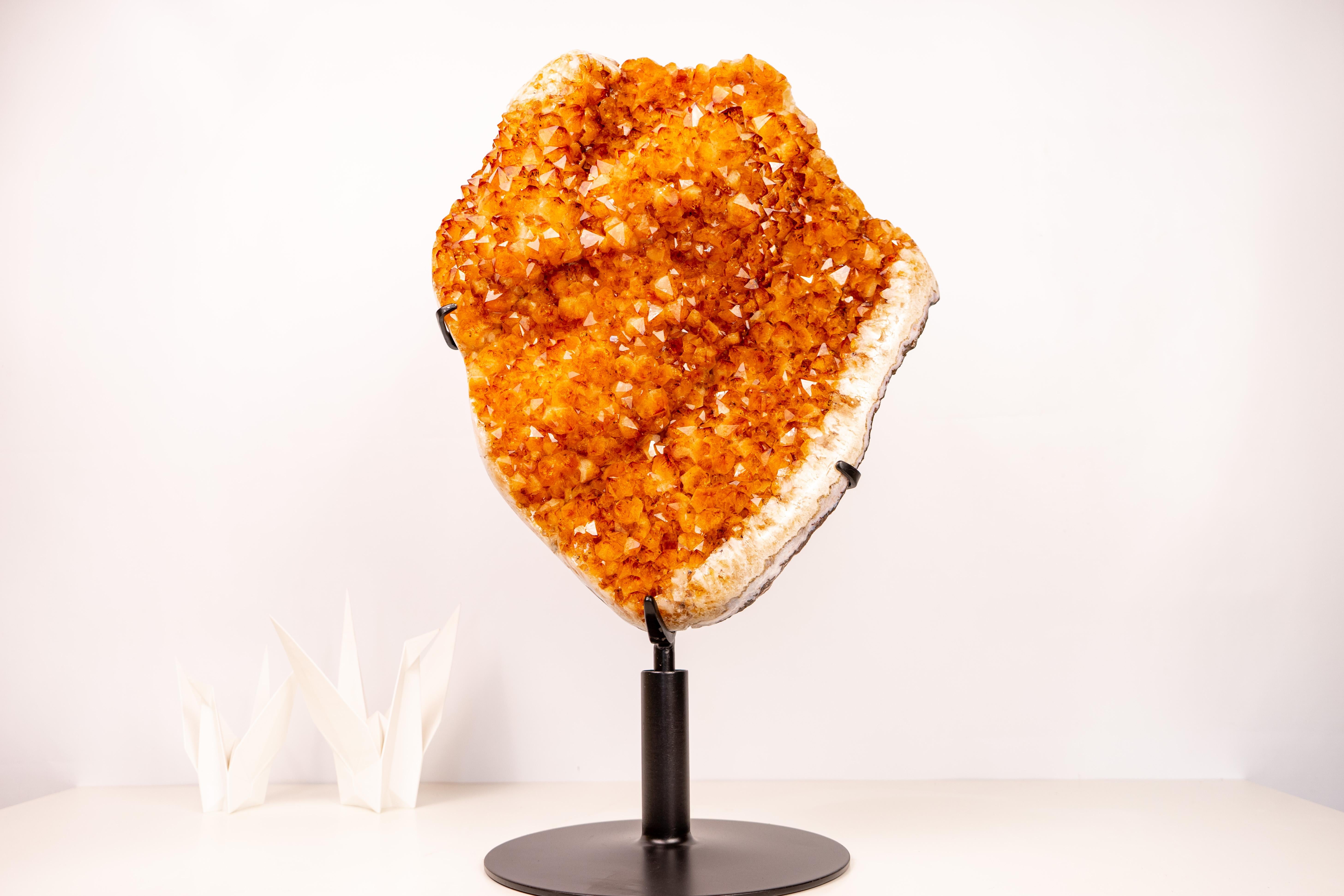 Stunning Large Citrine Crystal Cluster with Rare Stalactite Flower en venta 2