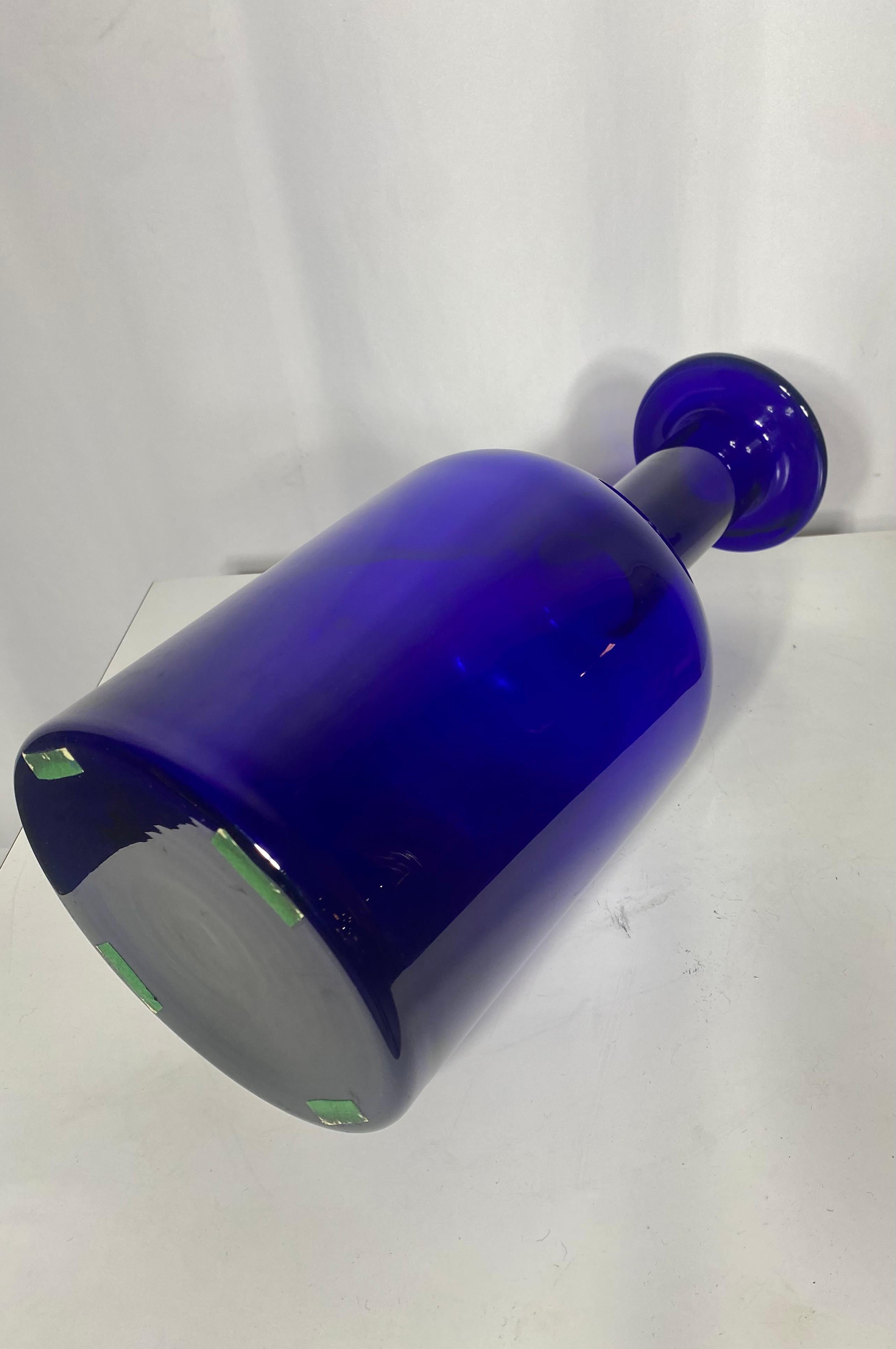 Stunning Large Cobalt blue Vase by Otto Brauer, Holmegaard / Denmark In Good Condition For Sale In Buffalo, NY