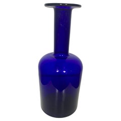 Superbe grand vase bleu cobalt d'Otto Brauer, Holmegaard / Danemark