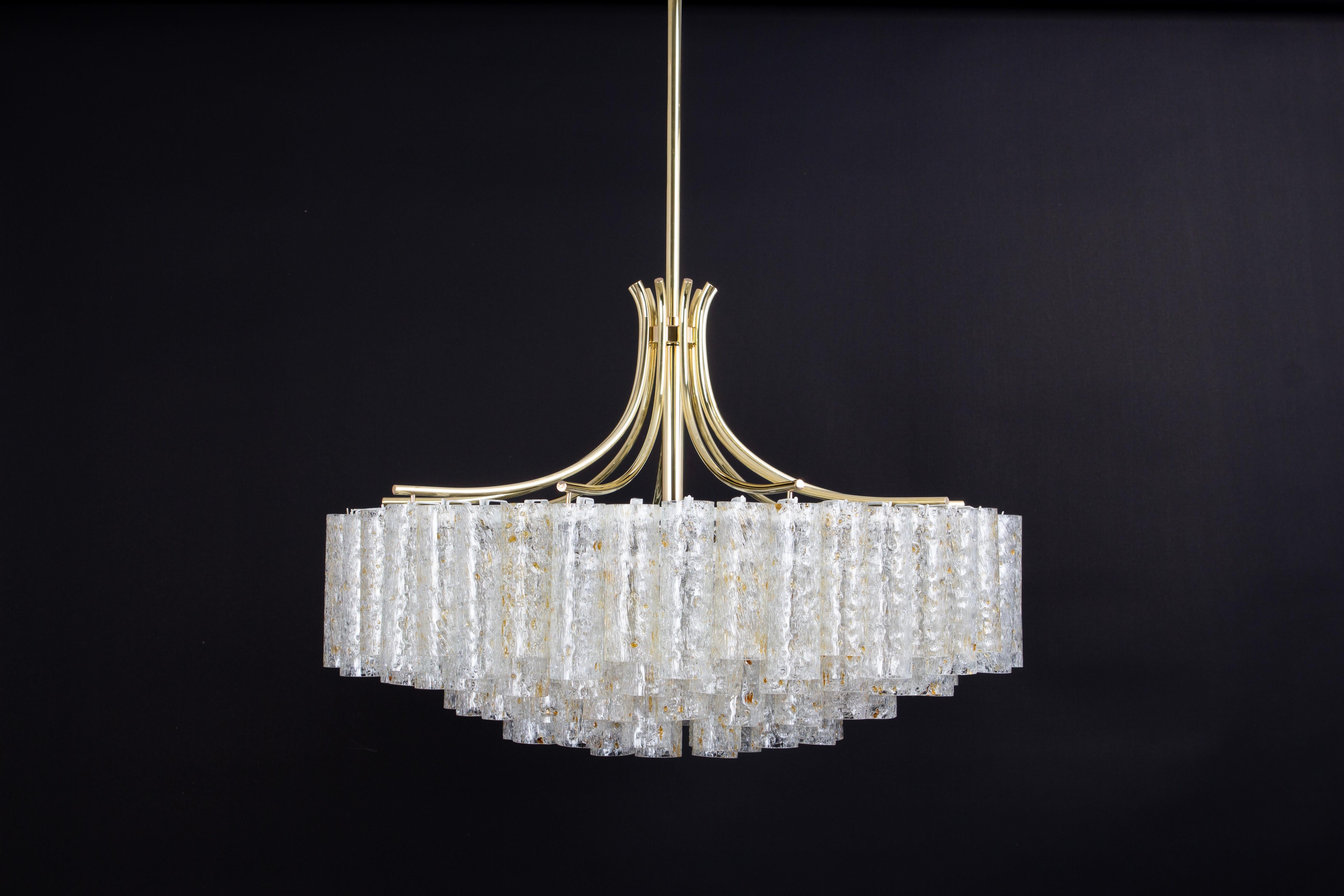 Stunning Large Doria Ice Glass Tubes Chandelier, Germany, 1960s For Sale 4