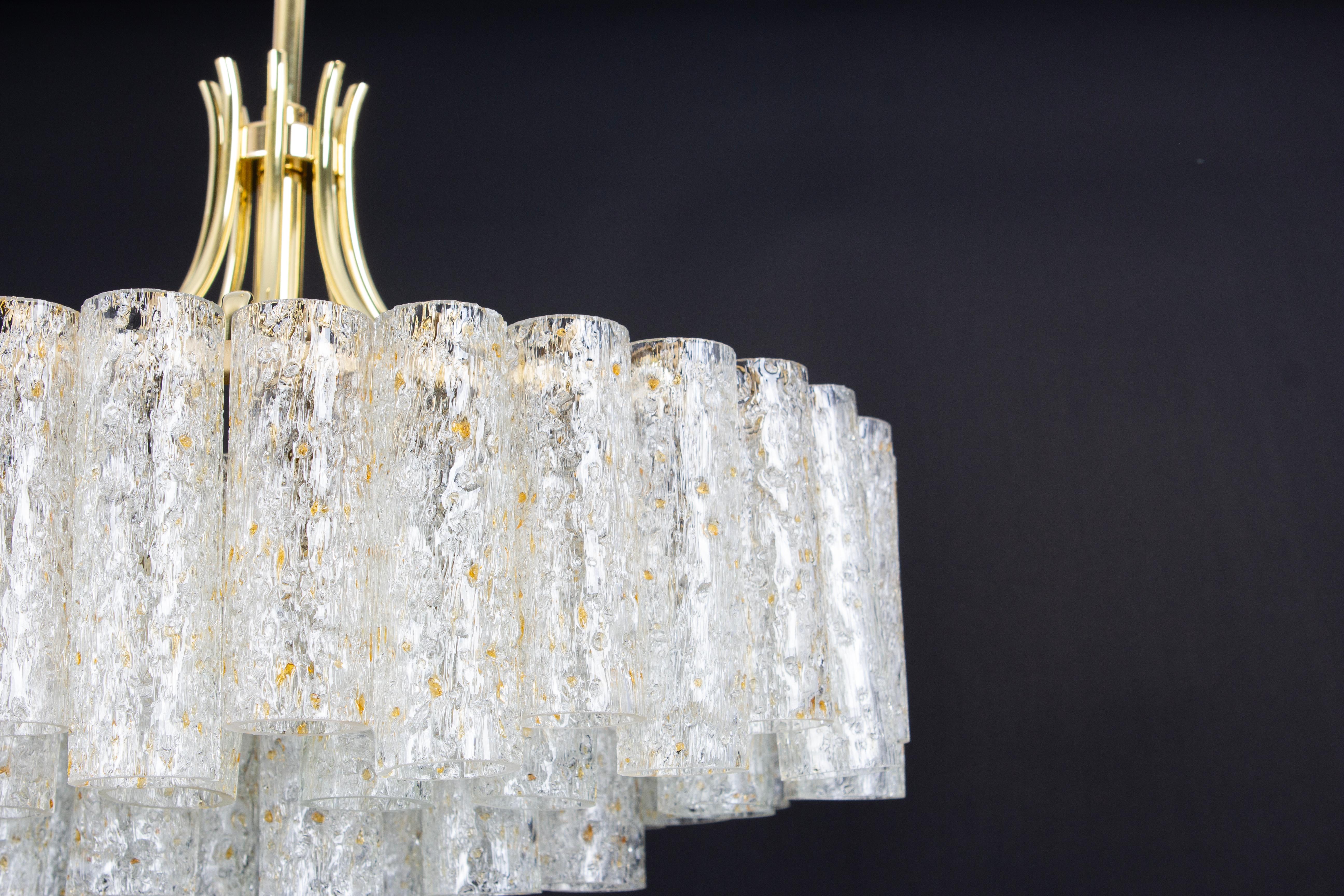 1 of 2 Stunning Large Doria Ice Glass Tubes Chandelier, Germany, 1960s For Sale 5