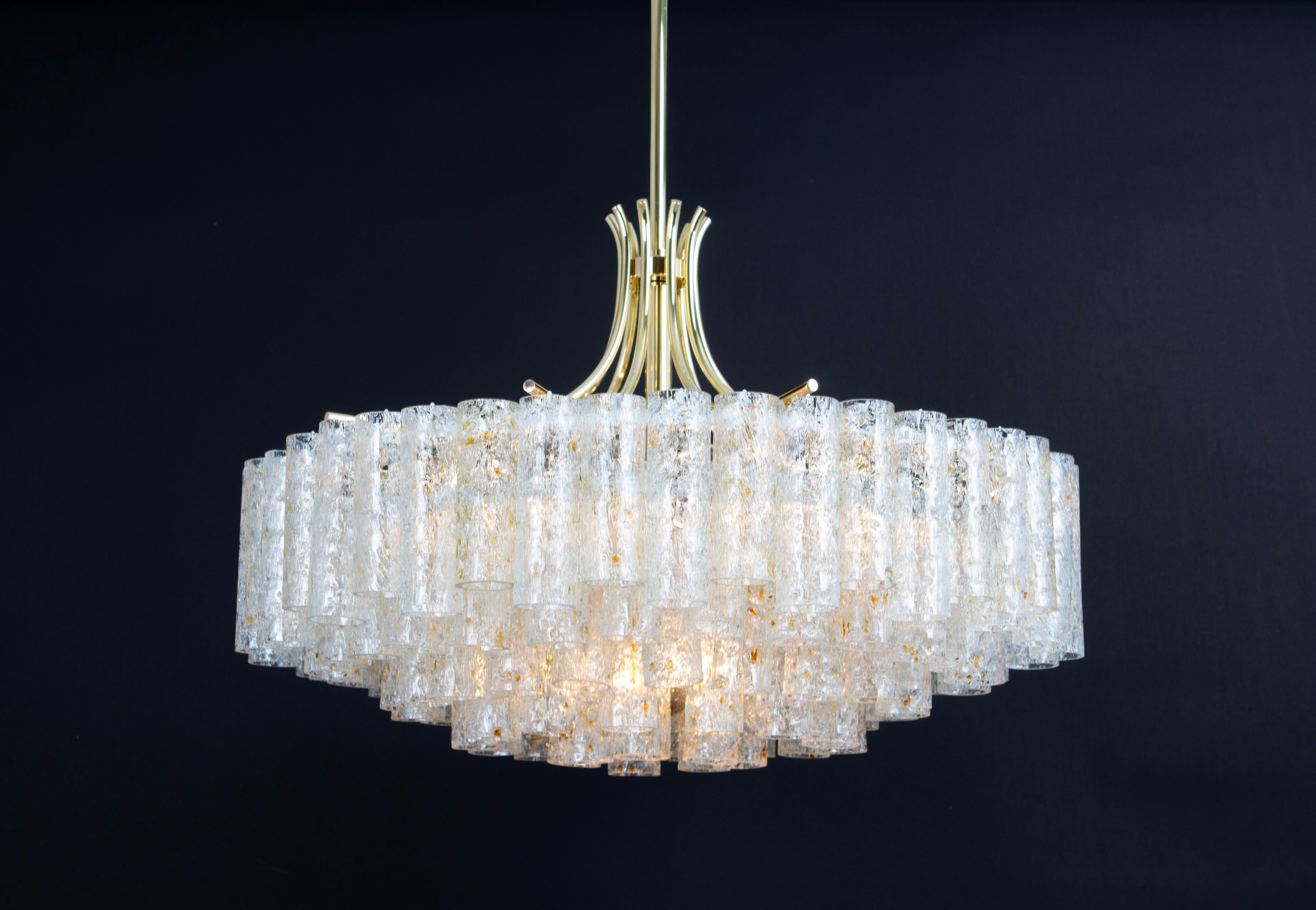 Stunning Large Doria Ice Glass Tubes Chandelier, Germany, 1960s For Sale 5