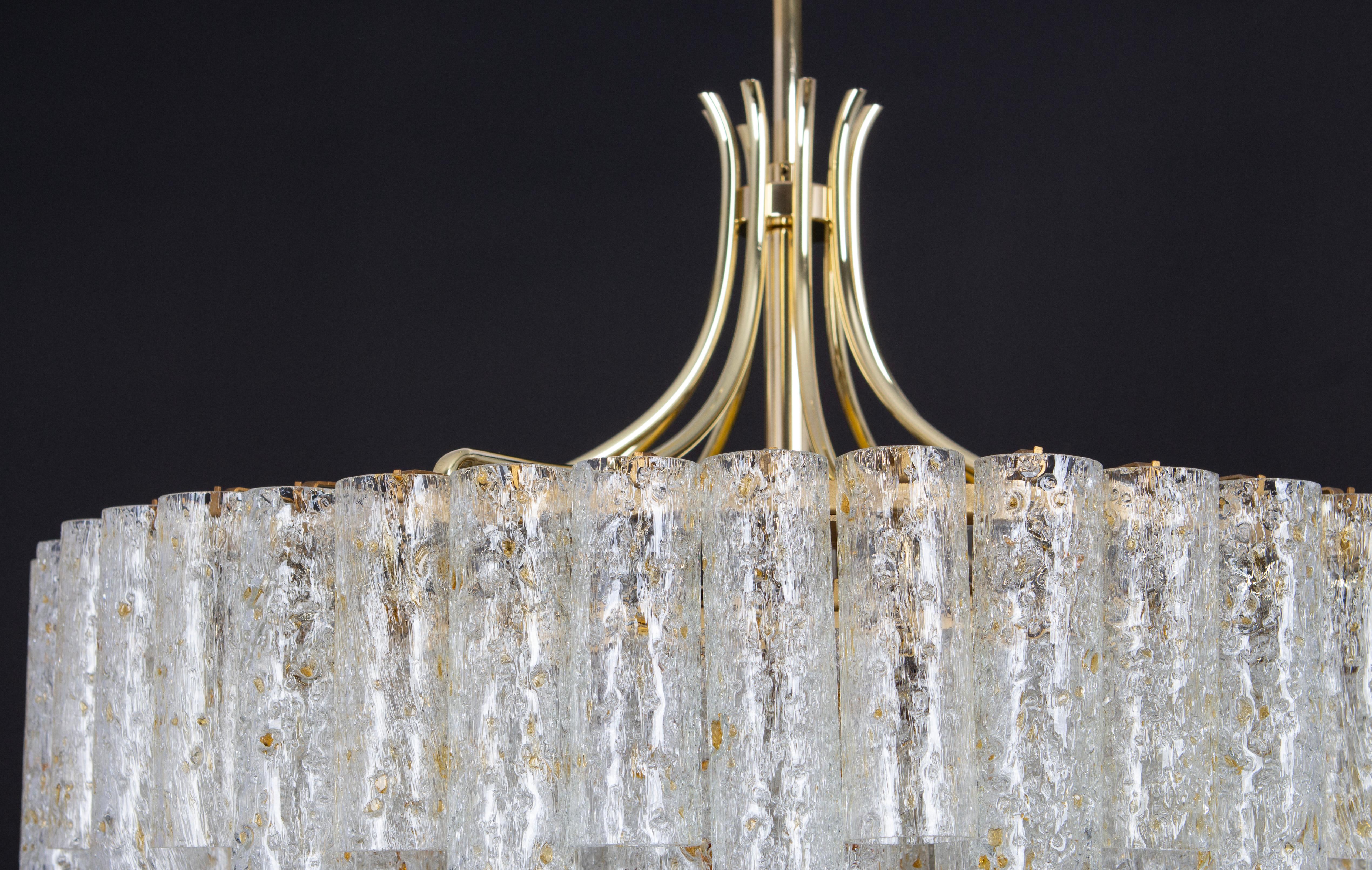 Stunning Large Doria Ice Glass Tubes Chandelier, Germany, 1960s For Sale 5