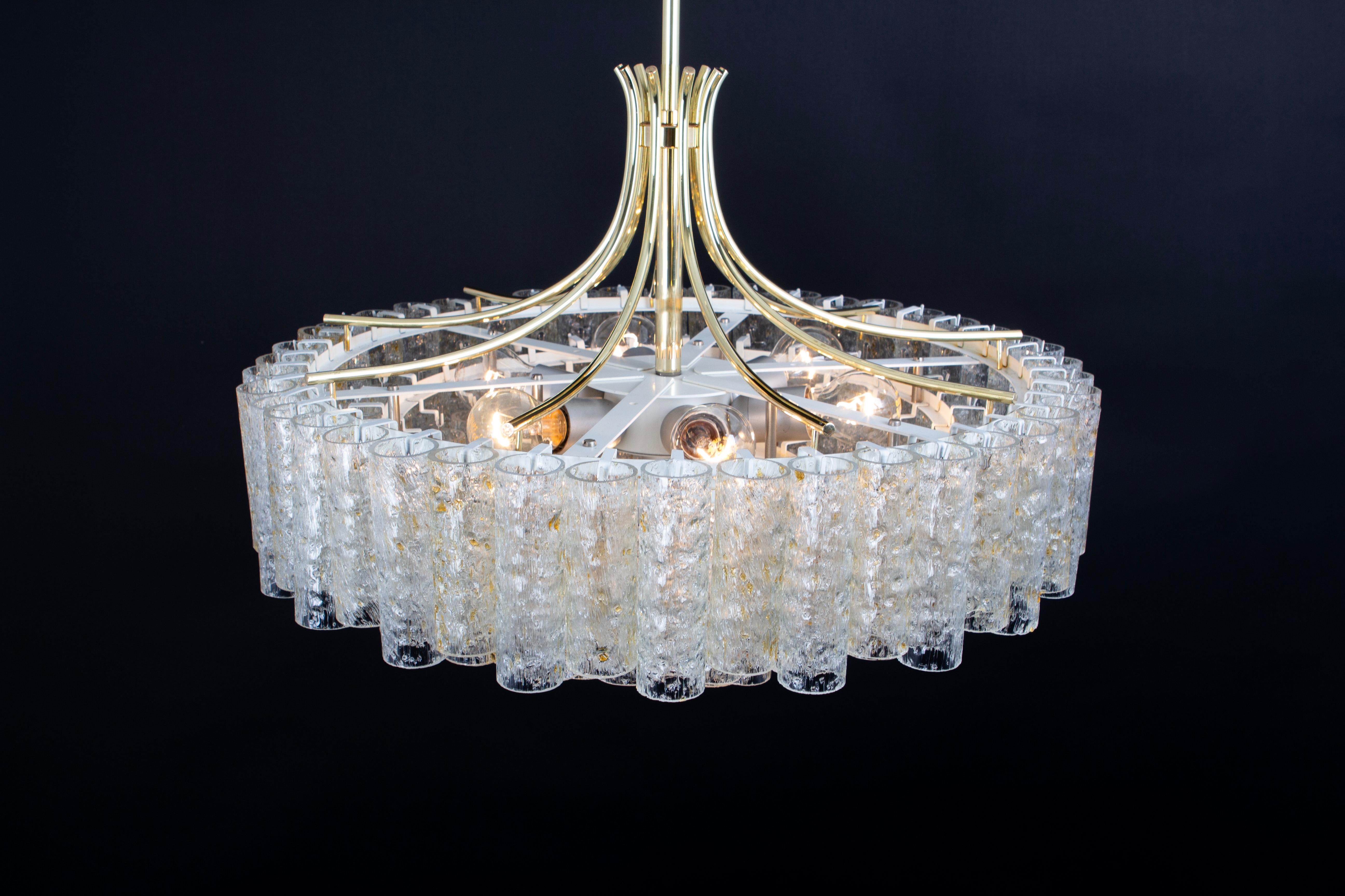 Stunning Large Doria Ice Glass Tubes Chandelier, Germany, 1960s For Sale 6
