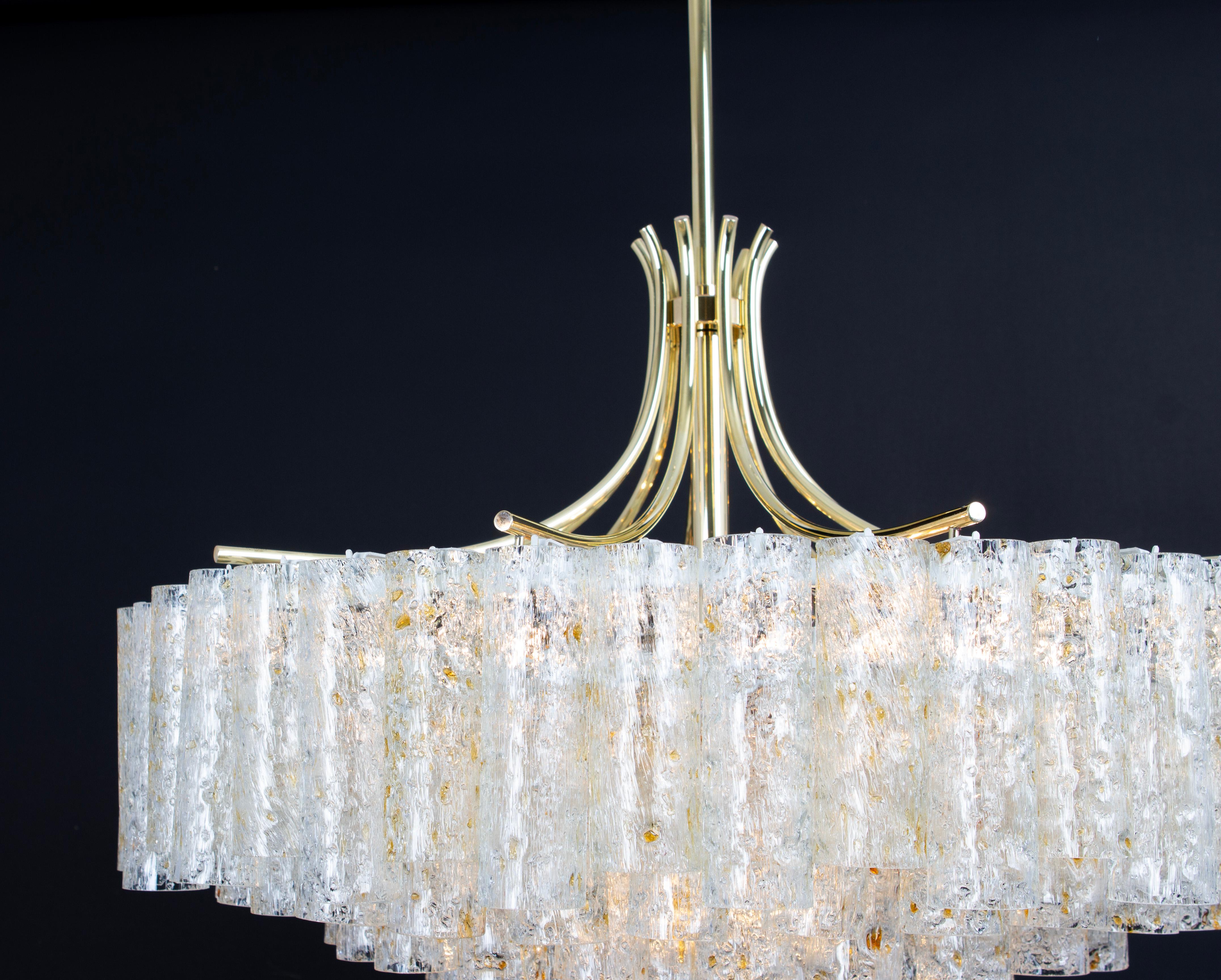 Stunning Large Doria Ice Glass Tubes Chandelier, Germany, 1960s For Sale 7