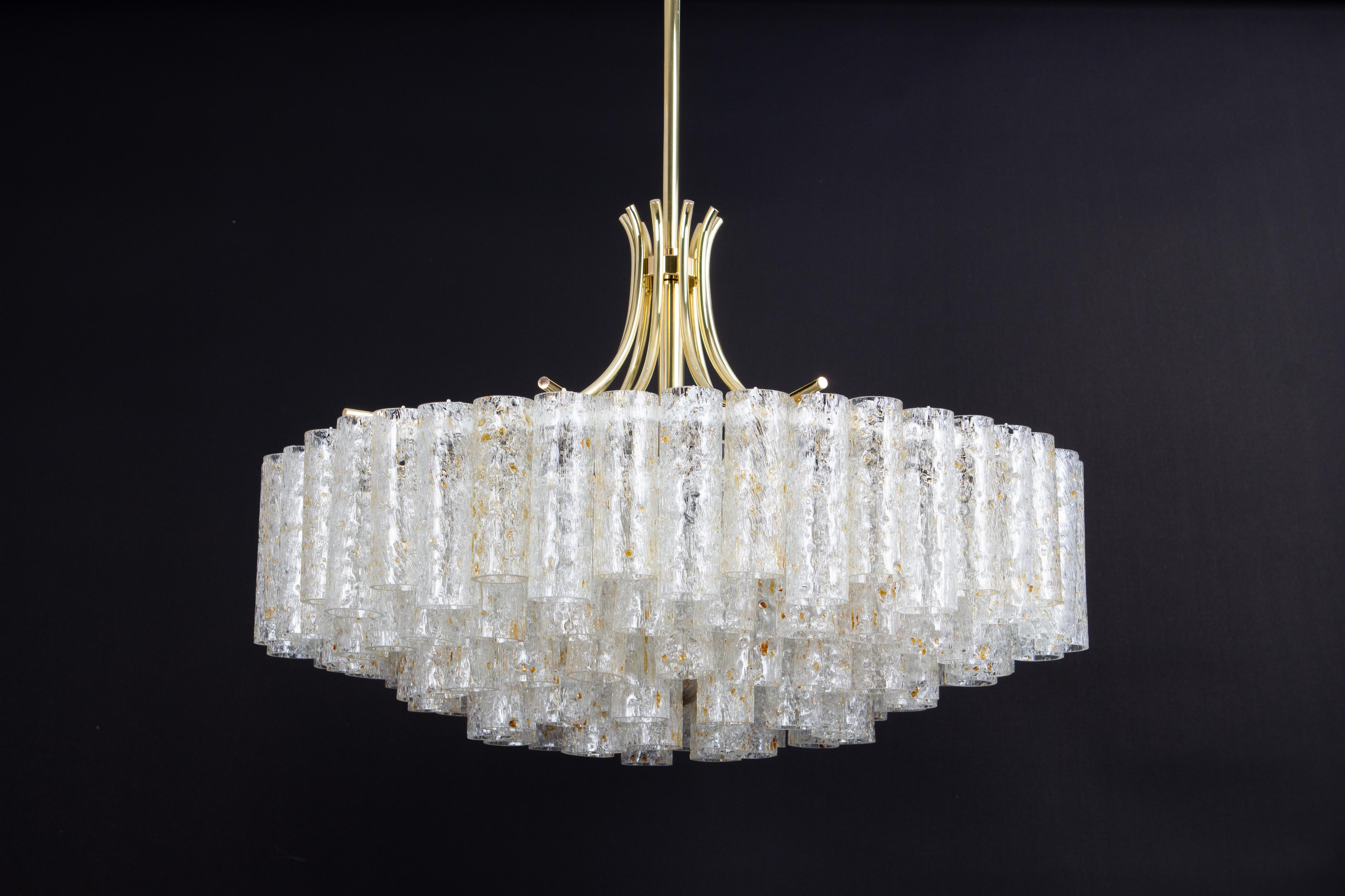 Stunning Large Doria Ice Glass Tubes Chandelier, Germany, 1960s For Sale 8