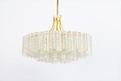 1 of 2 Stunning Large Doria Ice Glass Tubes Chandelier, Germany, 1960s