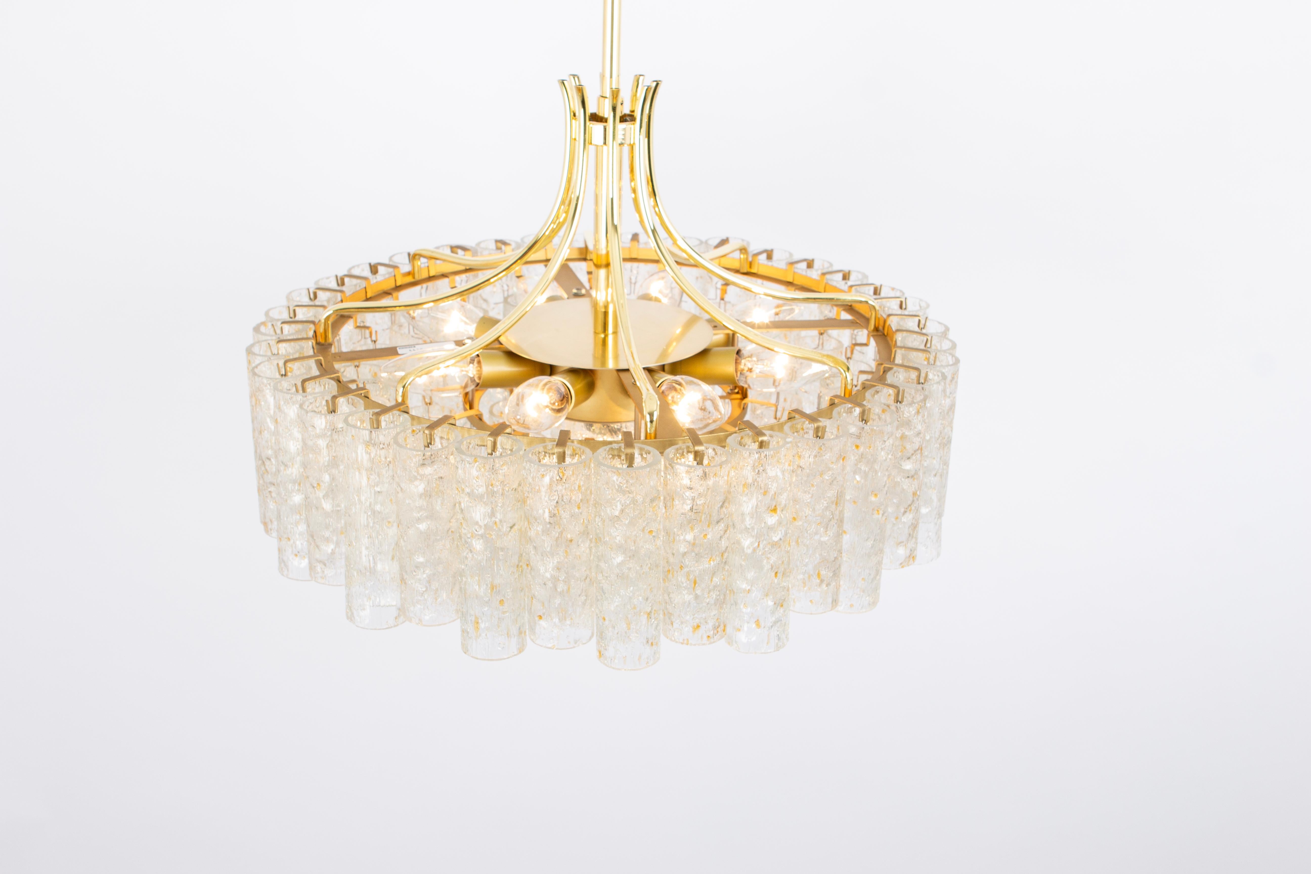 Murano Glass 1 of 2 Stunning Large Doria Ice Glass Tubes Chandelier, Germany, 1960s For Sale