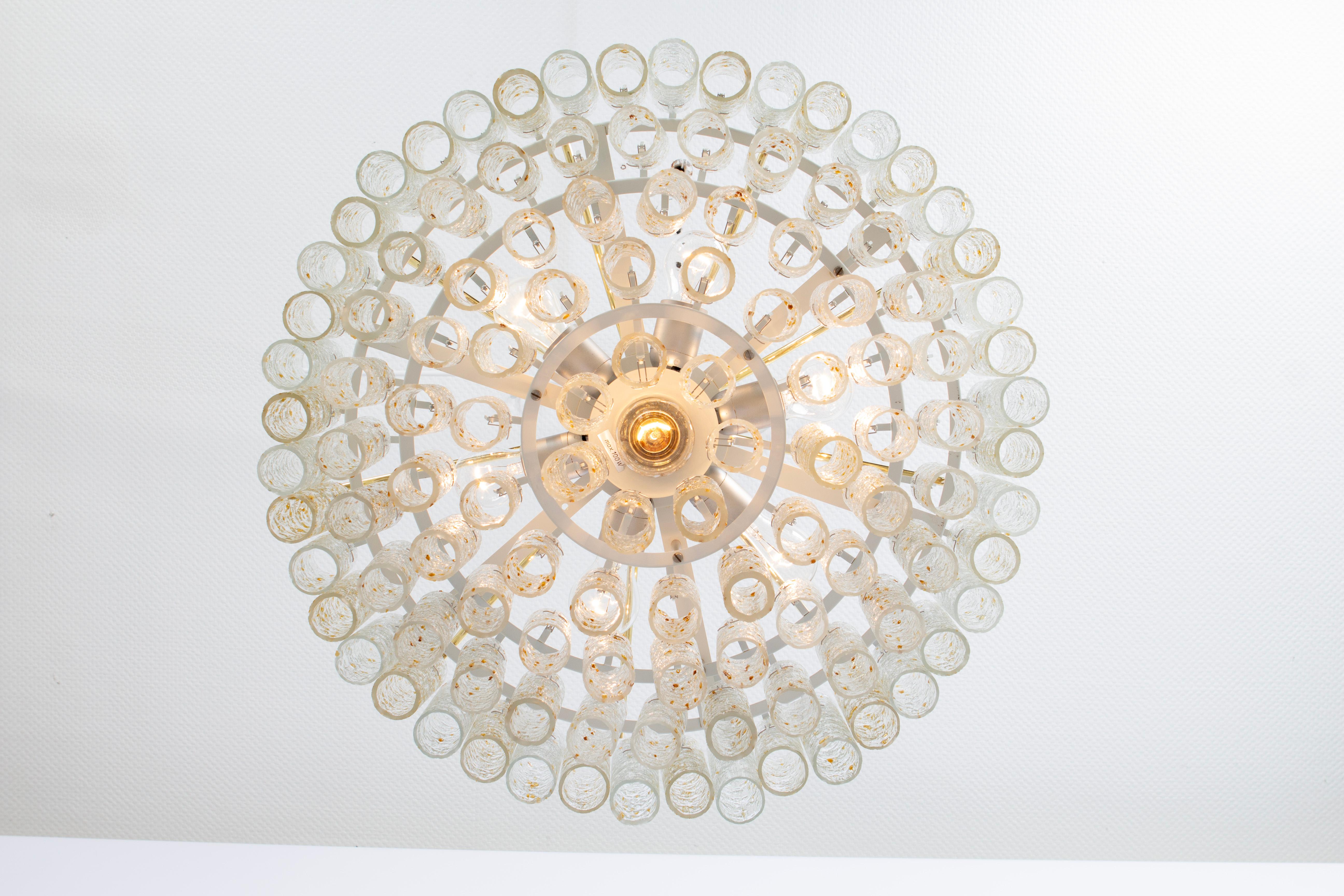 Murano Glass Stunning Large Doria Ice Glass Tubes Chandelier, Germany, 1960s For Sale