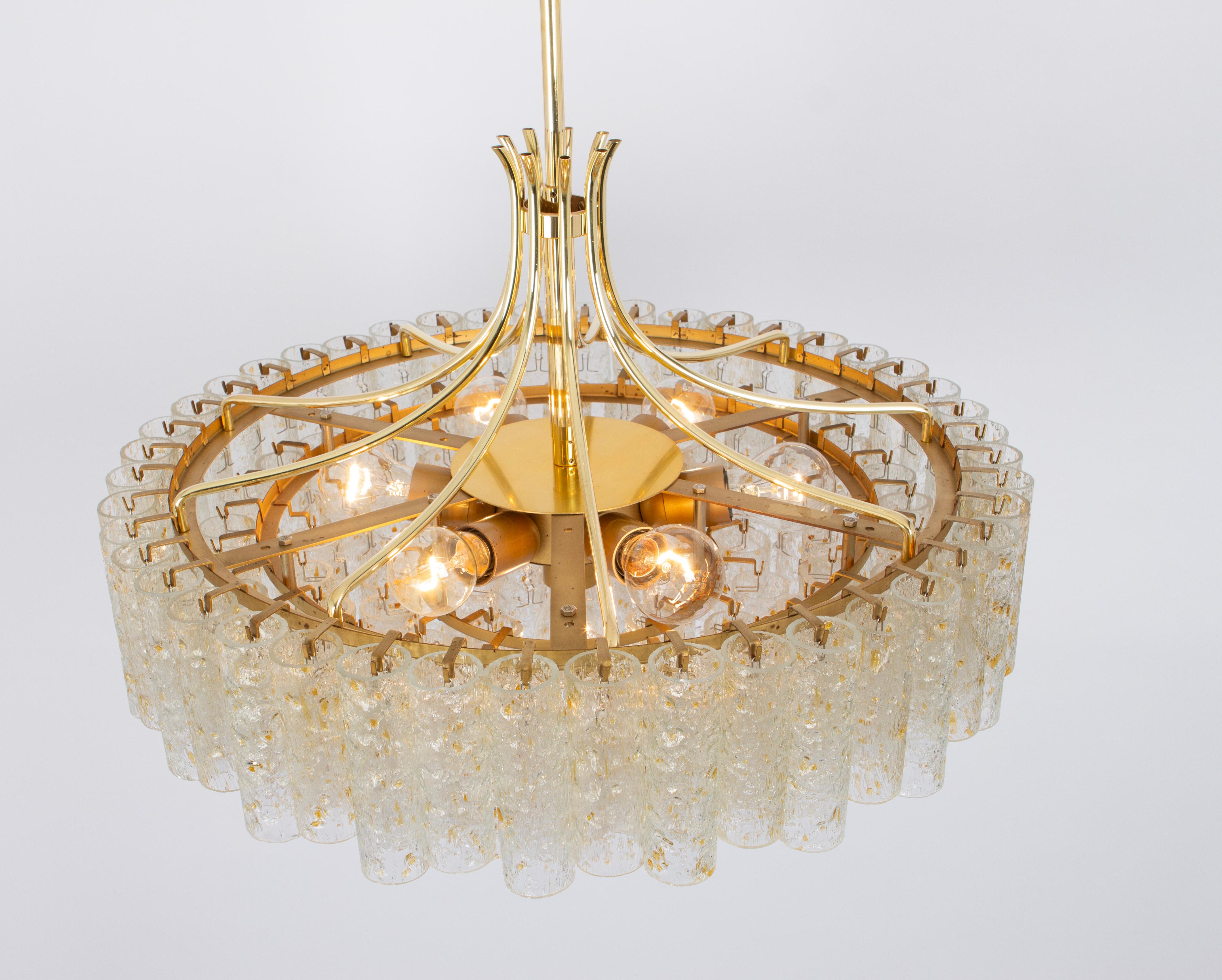 Stunning Large Doria Ice Glass Tubes Chandelier, Germany, 1960s For Sale 1
