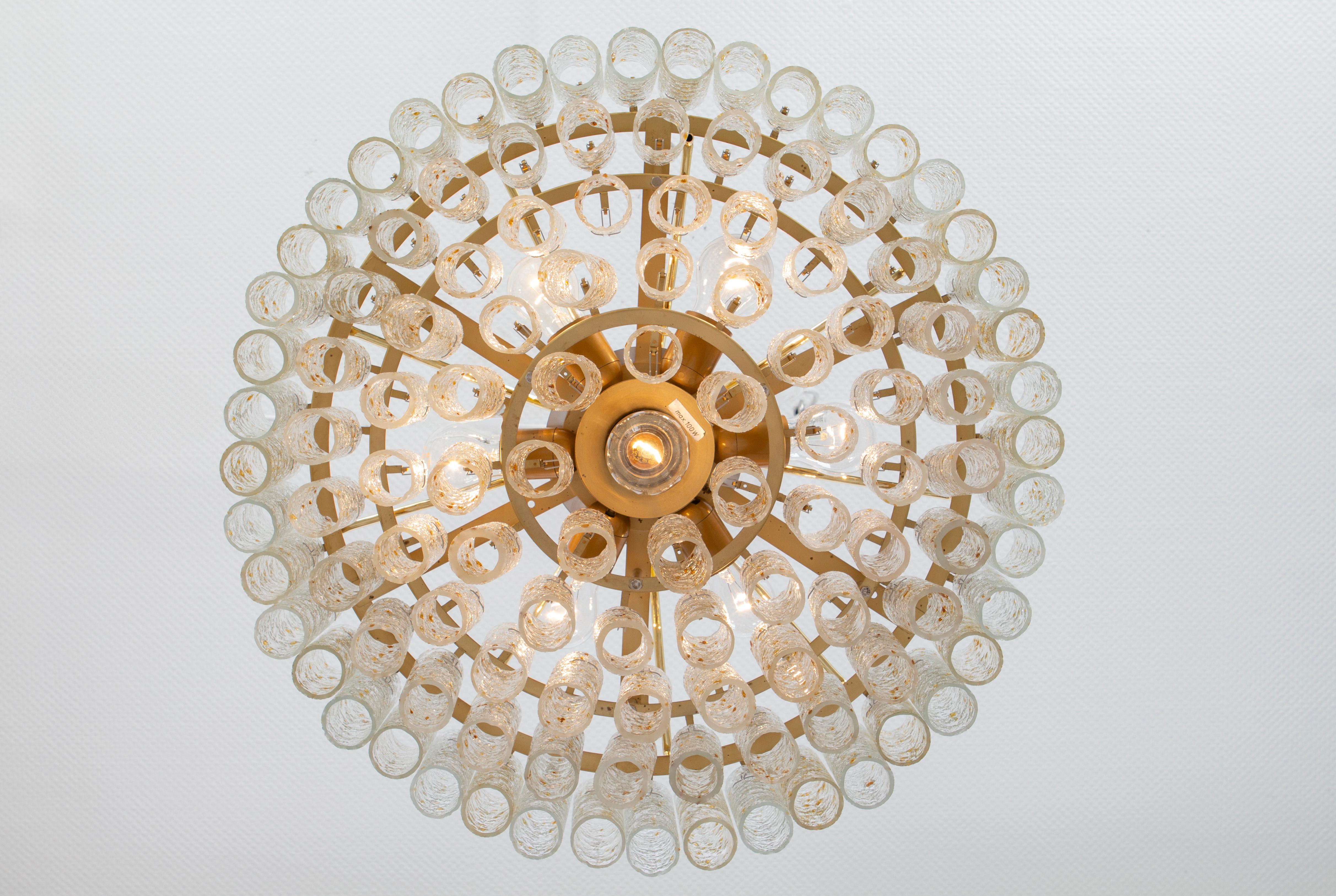 Stunning Large Doria Ice Glass Tubes Chandelier, Germany, 1960s For Sale 2