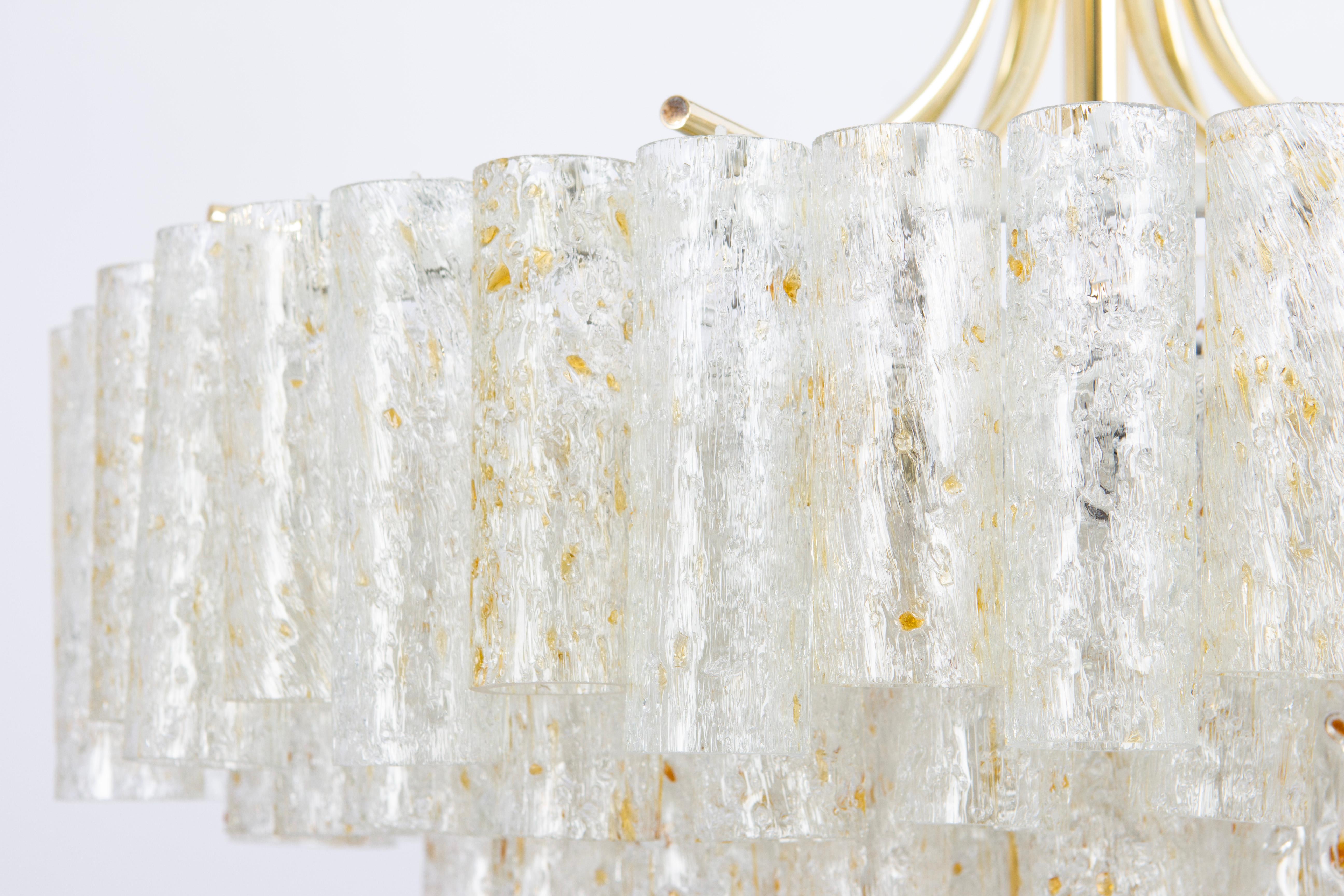 Stunning Large Doria Ice Glass Tubes Chandelier, Germany, 1960s For Sale 3