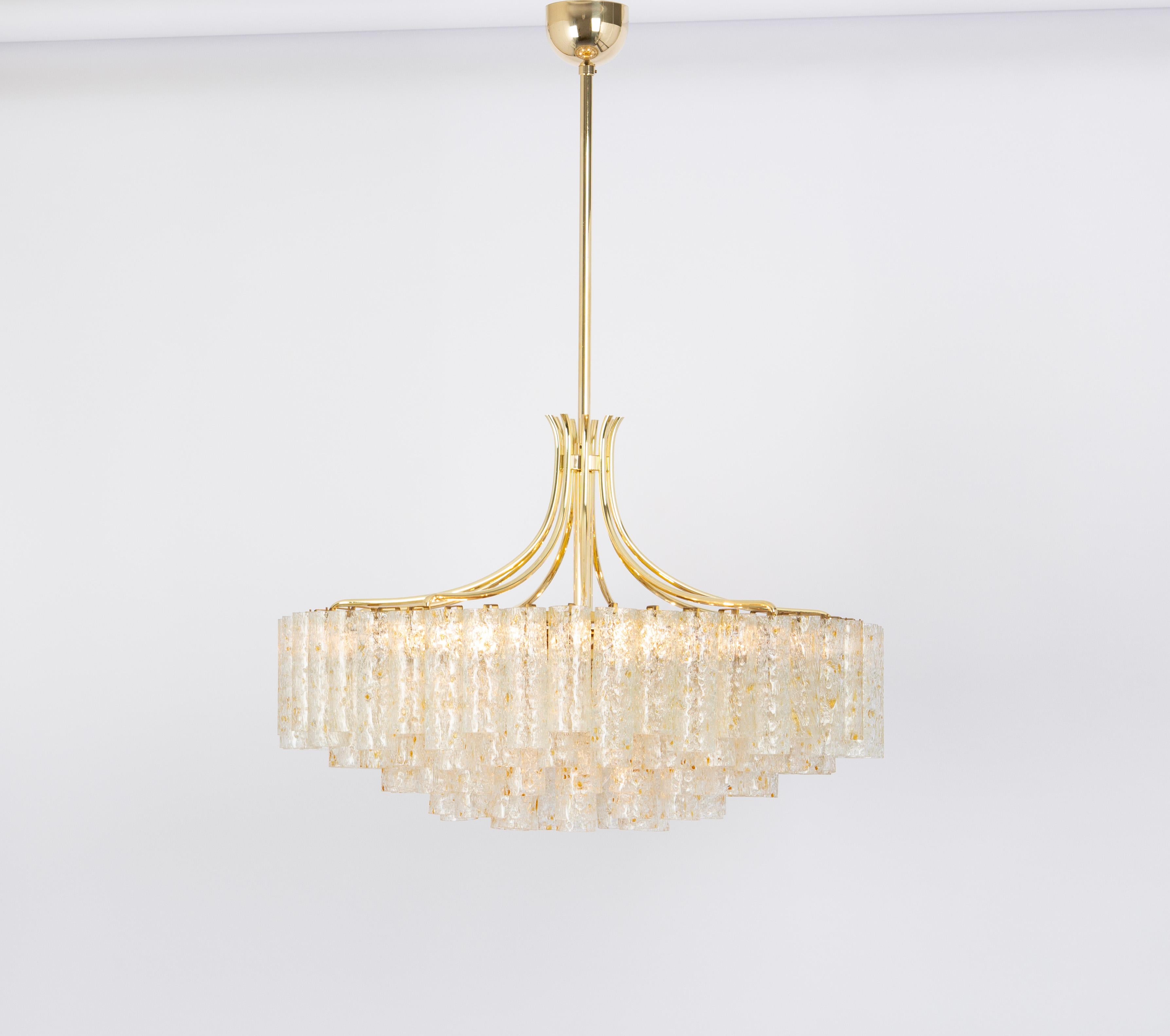 Stunning Large Doria Ice Glass Tubes Chandelier, Germany, 1960s For Sale 3