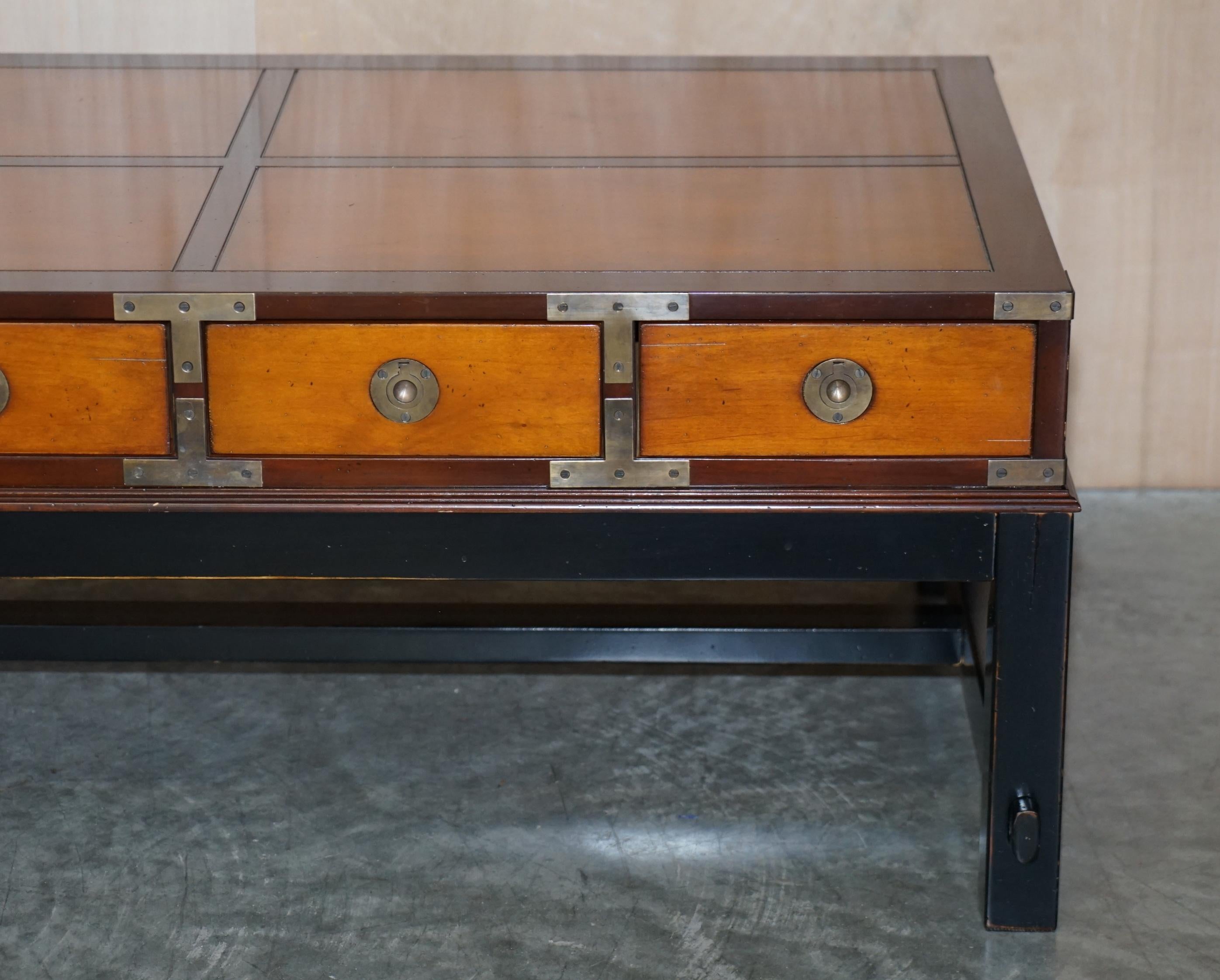 Hand-Crafted Stunning Large Eight Drawer Am Est 1968 Military Campaign Coffee Table Must See