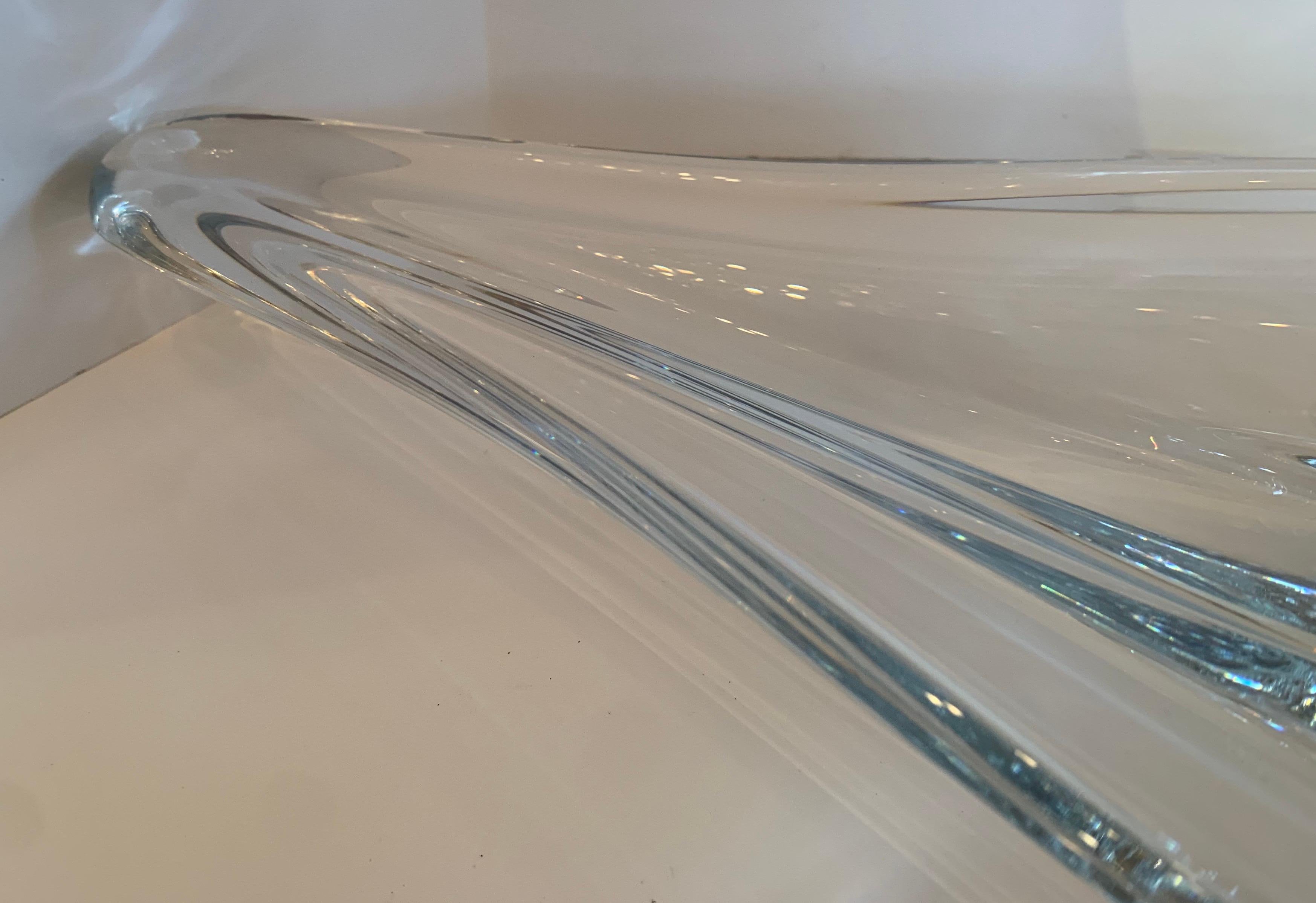 Atemberaubende große verlängerte Tafelaufsatz Kristall Schale Val Saint Lambert Lozenge (Belgisch) im Angebot