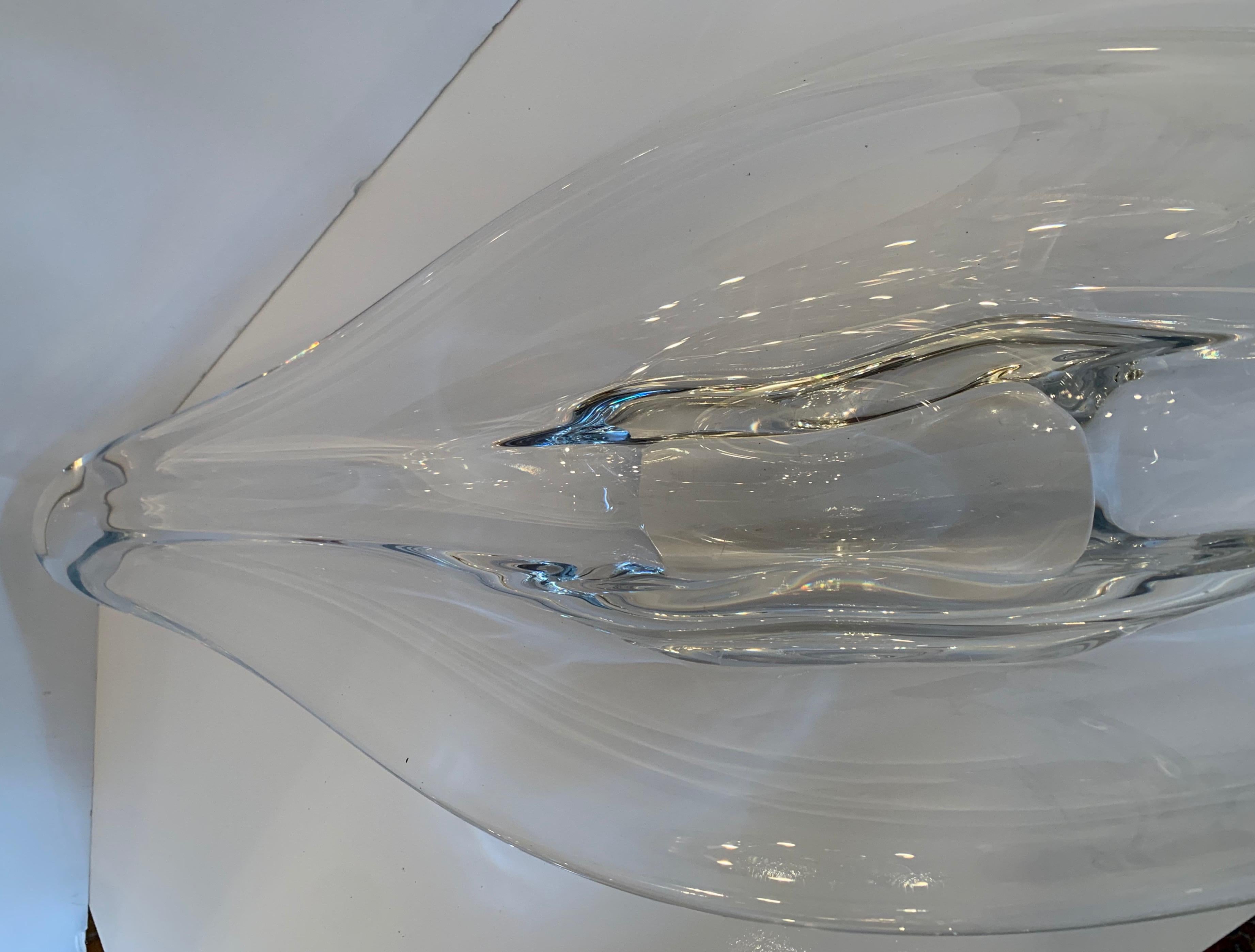 Atemberaubende große verlängerte Tafelaufsatz Kristall Schale Val Saint Lambert Lozenge im Zustand „Gut“ im Angebot in Roslyn, NY