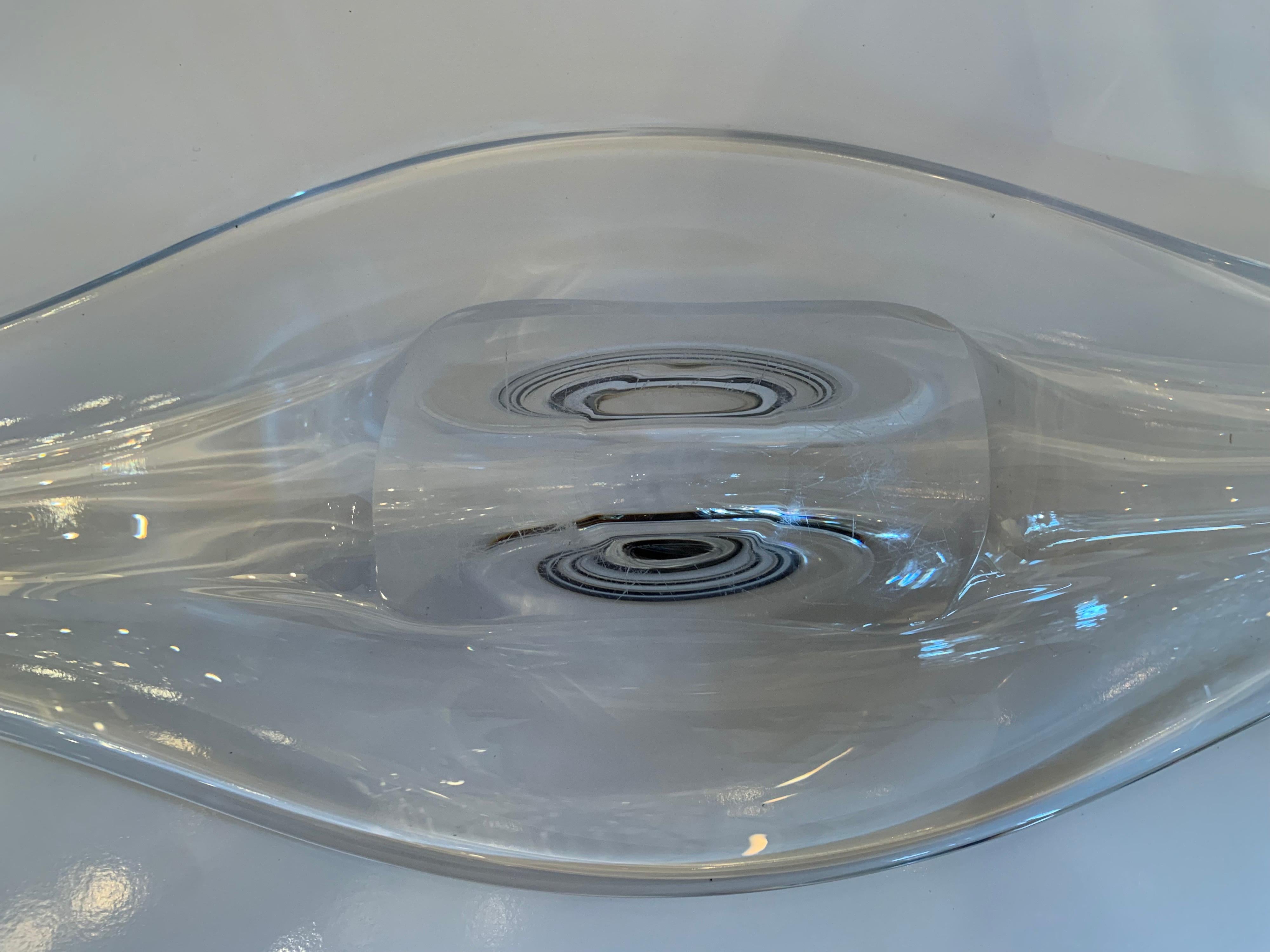 Belgian Stunning Large Elongated Centerpiece Crystal Bowl Val Saint Lambert Lozenge For Sale