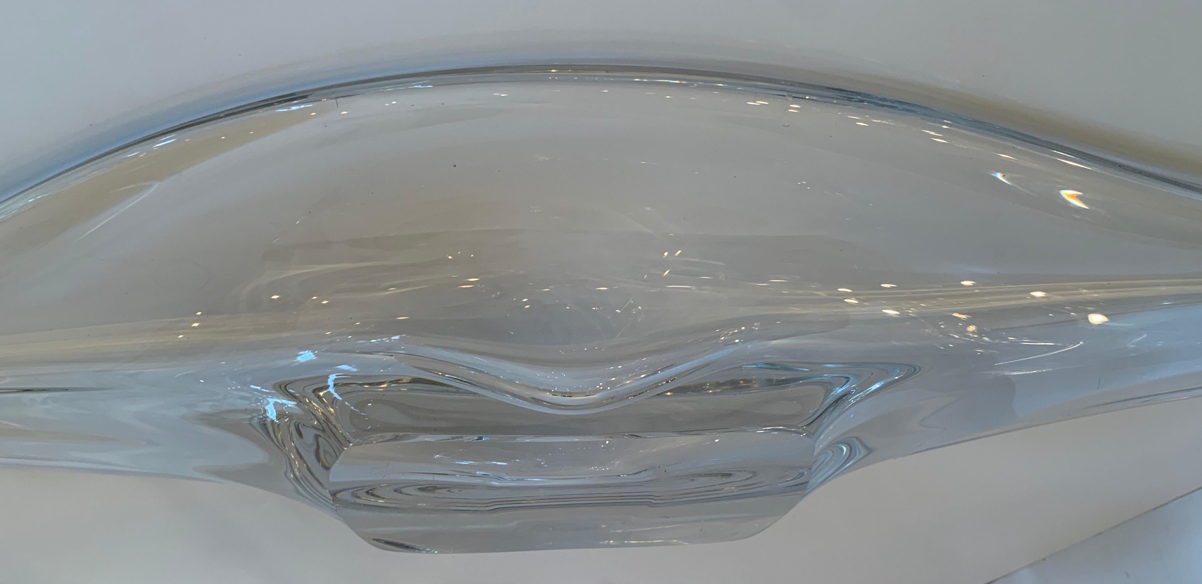 Stunning Large Elongated Centerpiece Crystal Bowl Val Saint Lambert Lozenge In Good Condition For Sale In Roslyn, NY