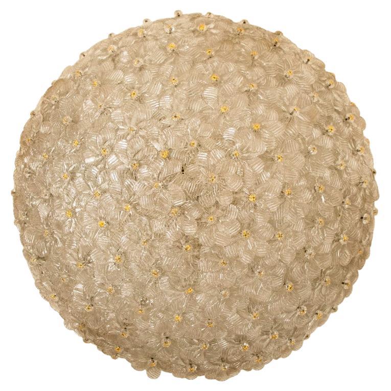 Stunning Large Flower Flush Mount in the style of Barovier 
Toso, Murano For Sale
