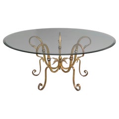 Stunning Large Gilded Iron Flower Leaf Scroll Coffee Table, France circa 1960's