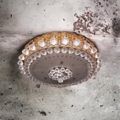 Atemberaubender großer Einbau-Kronleuchter aus vergoldetem Messing und Kristall von Palwa Deutschland 1980er Jahre