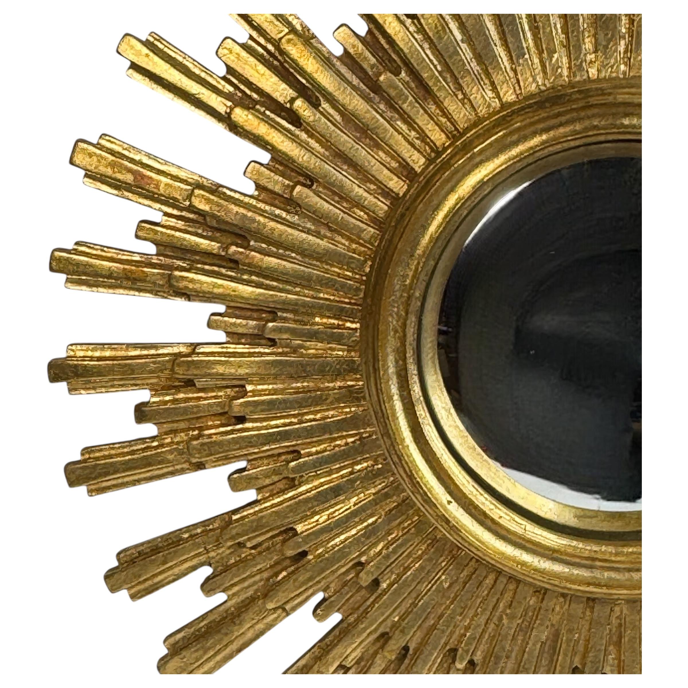 Stunning Large Gold Sunburst Starburst Convex Mirror Belgium 1960s For Sale 4