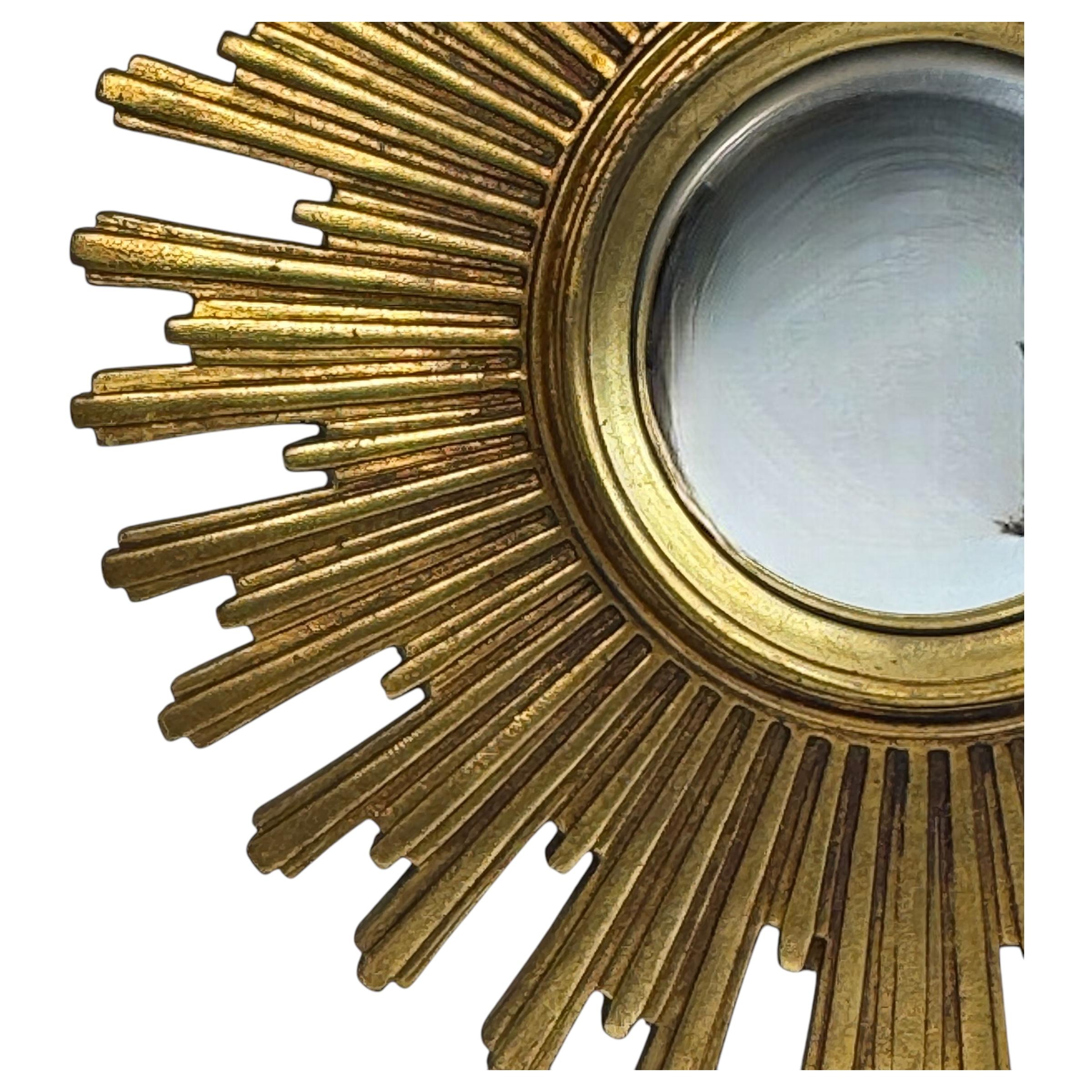 Stupendo specchio convesso Sunburst Starburst oro di grandi dimensioni Belgio anni '60 in vendita 3