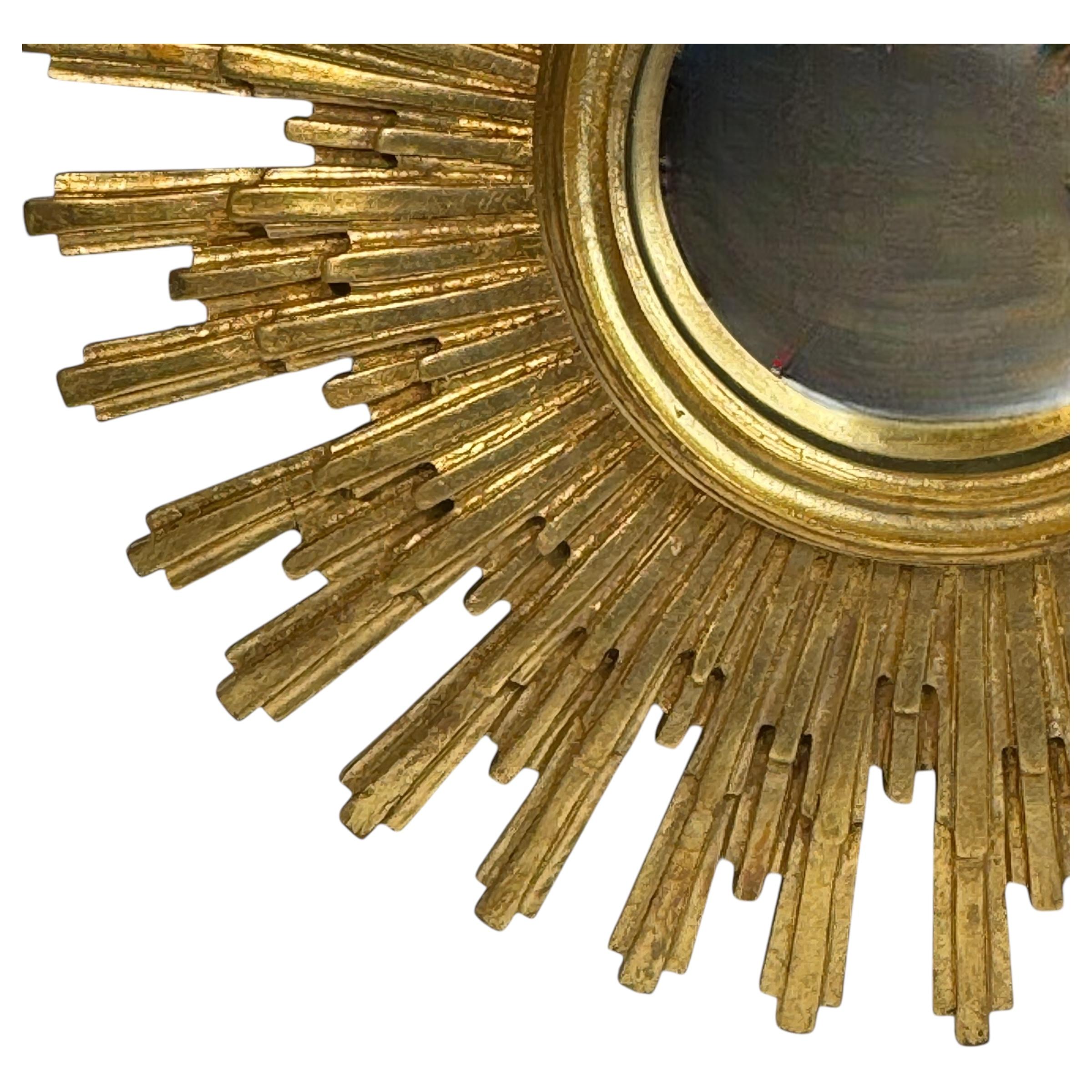 Stunning Large Gold Sunburst Starburst Convex Mirror Belgium 1960s For Sale 5