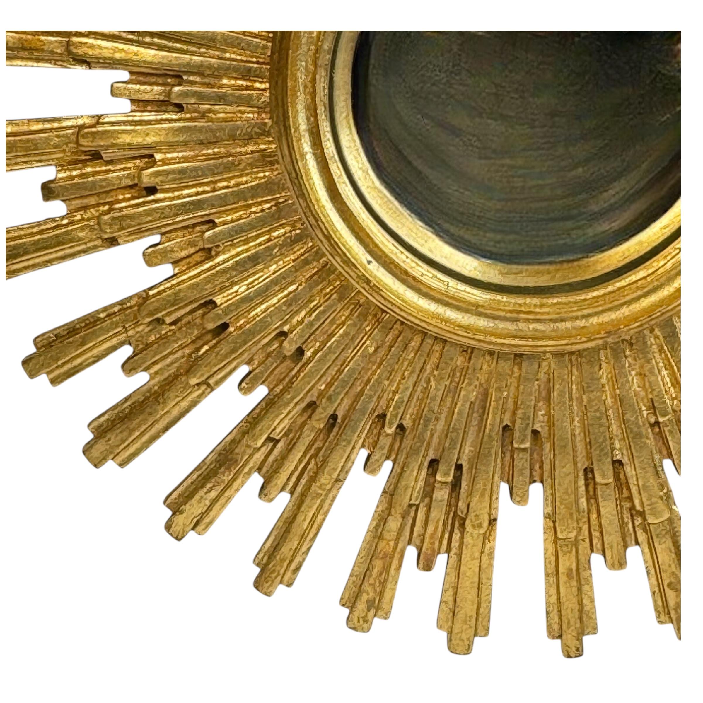 Hollywood Regency Stunning Large Gold Sunburst Starburst Convex Mirror Belgium 1960s For Sale