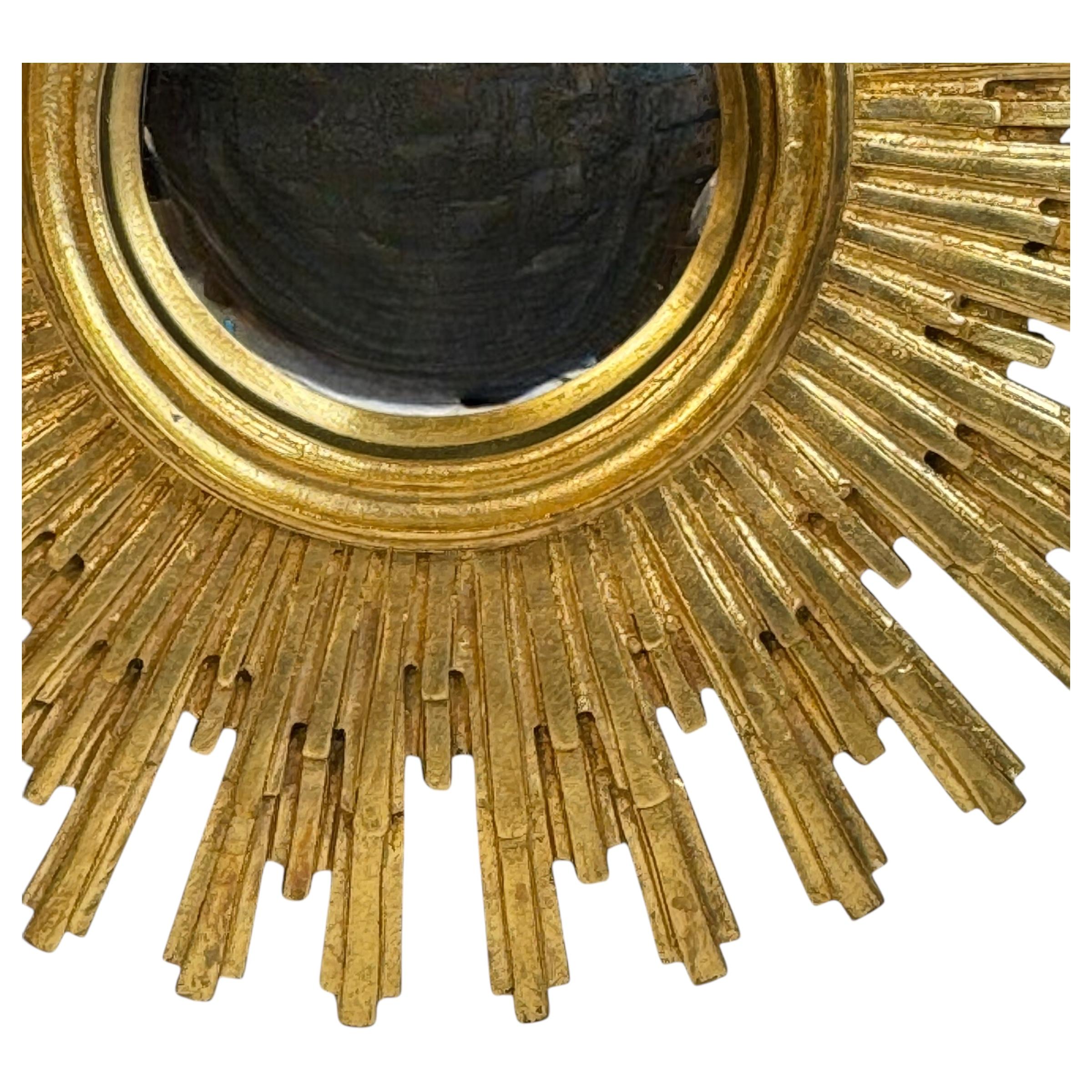 Belgian Stunning Large Gold Sunburst Starburst Convex Mirror Belgium 1960s For Sale