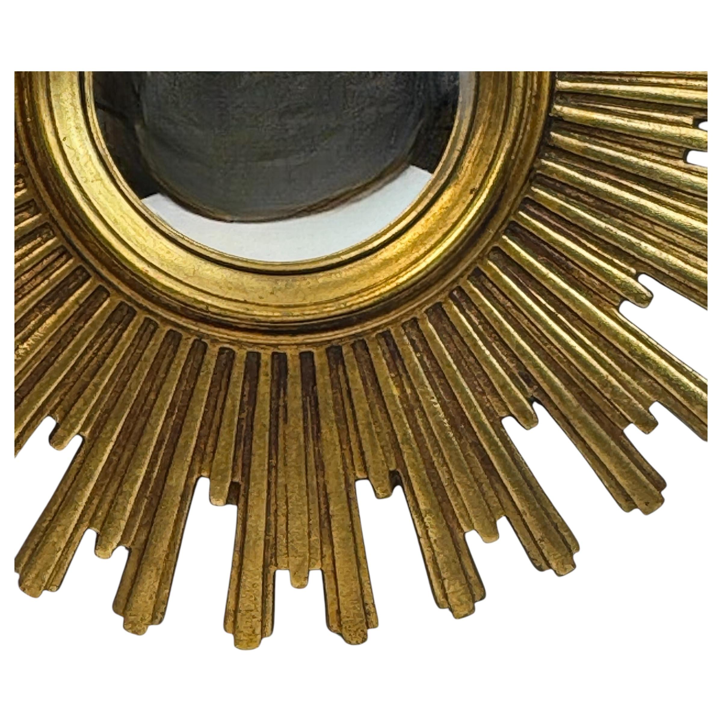 Belga Stupendo specchio convesso Sunburst Starburst oro di grandi dimensioni Belgio anni '60 in vendita