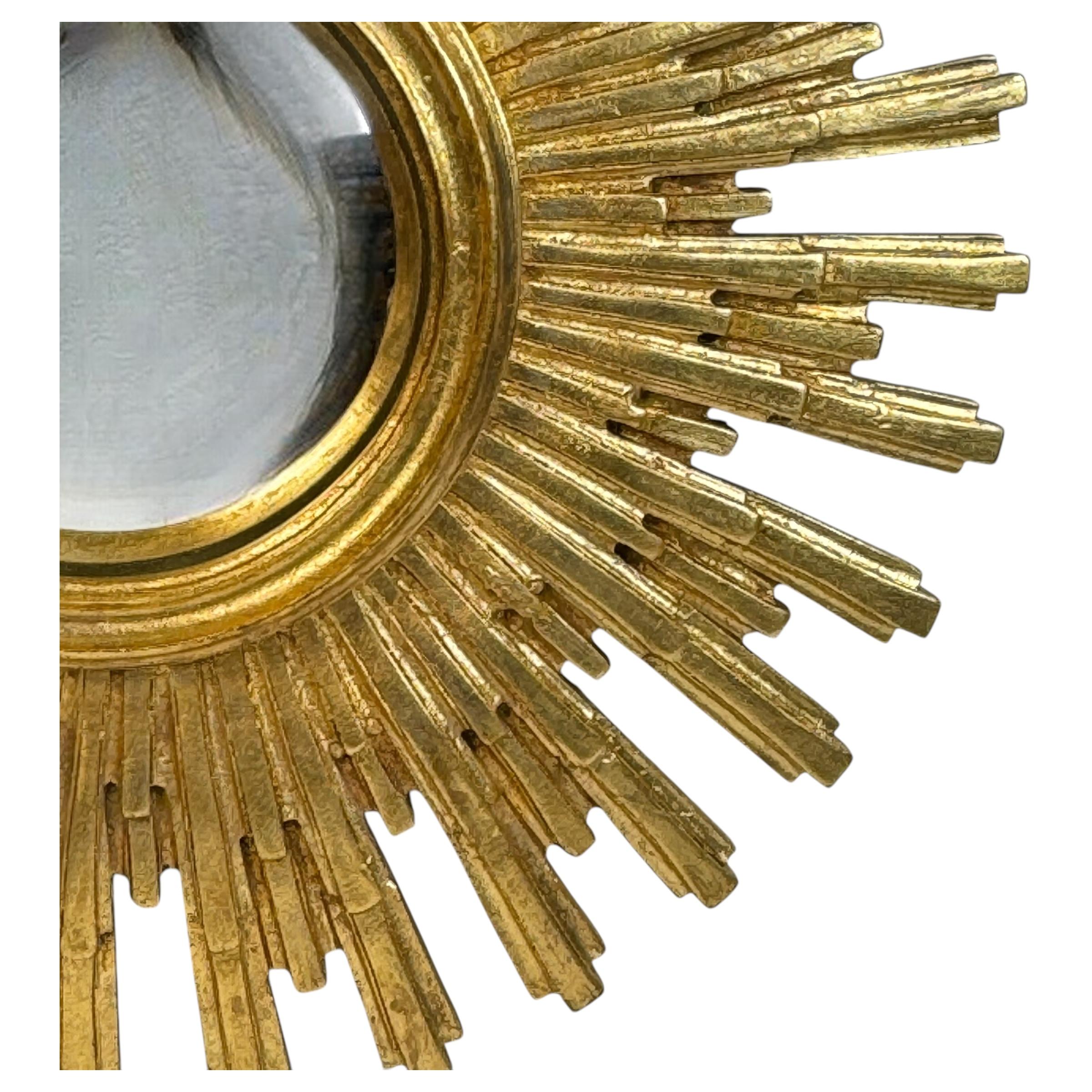 Stunning Large Gold Sunburst Starburst Convex Mirror Belgium 1960s In Good Condition For Sale In Nuernberg, DE