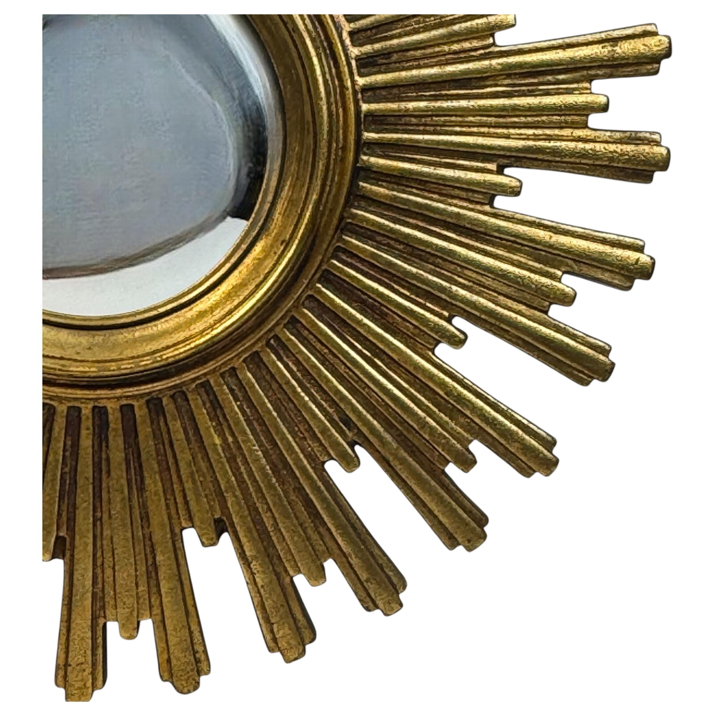 Stupendo specchio convesso Sunburst Starburst oro di grandi dimensioni Belgio anni '60 In condizioni buone in vendita a Nuernberg, DE