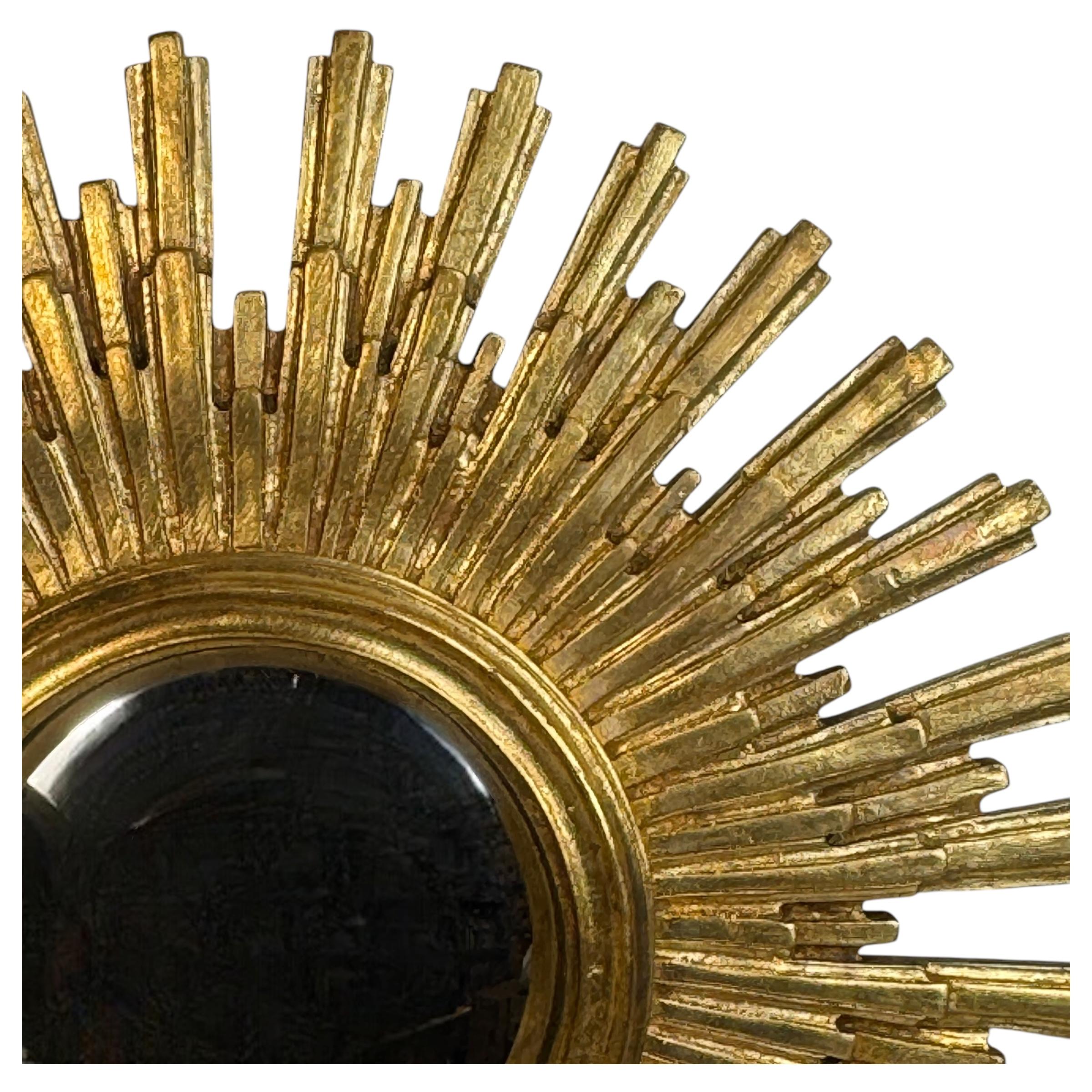 Stunning Large Gold Sunburst Starburst Convex Mirror Belgium 1960s For Sale 1