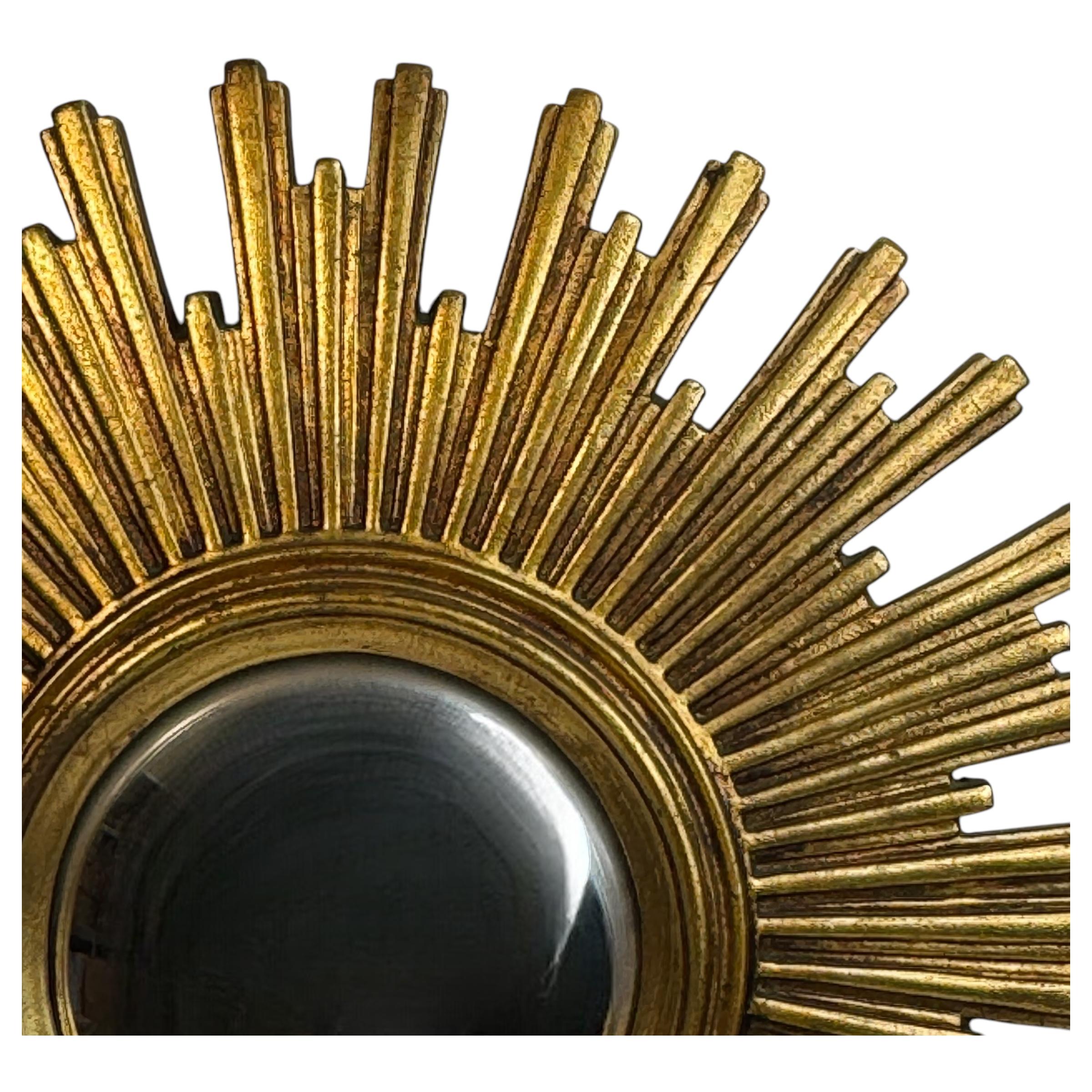 Specchio Stupendo specchio convesso Sunburst Starburst oro di grandi dimensioni Belgio anni '60 in vendita