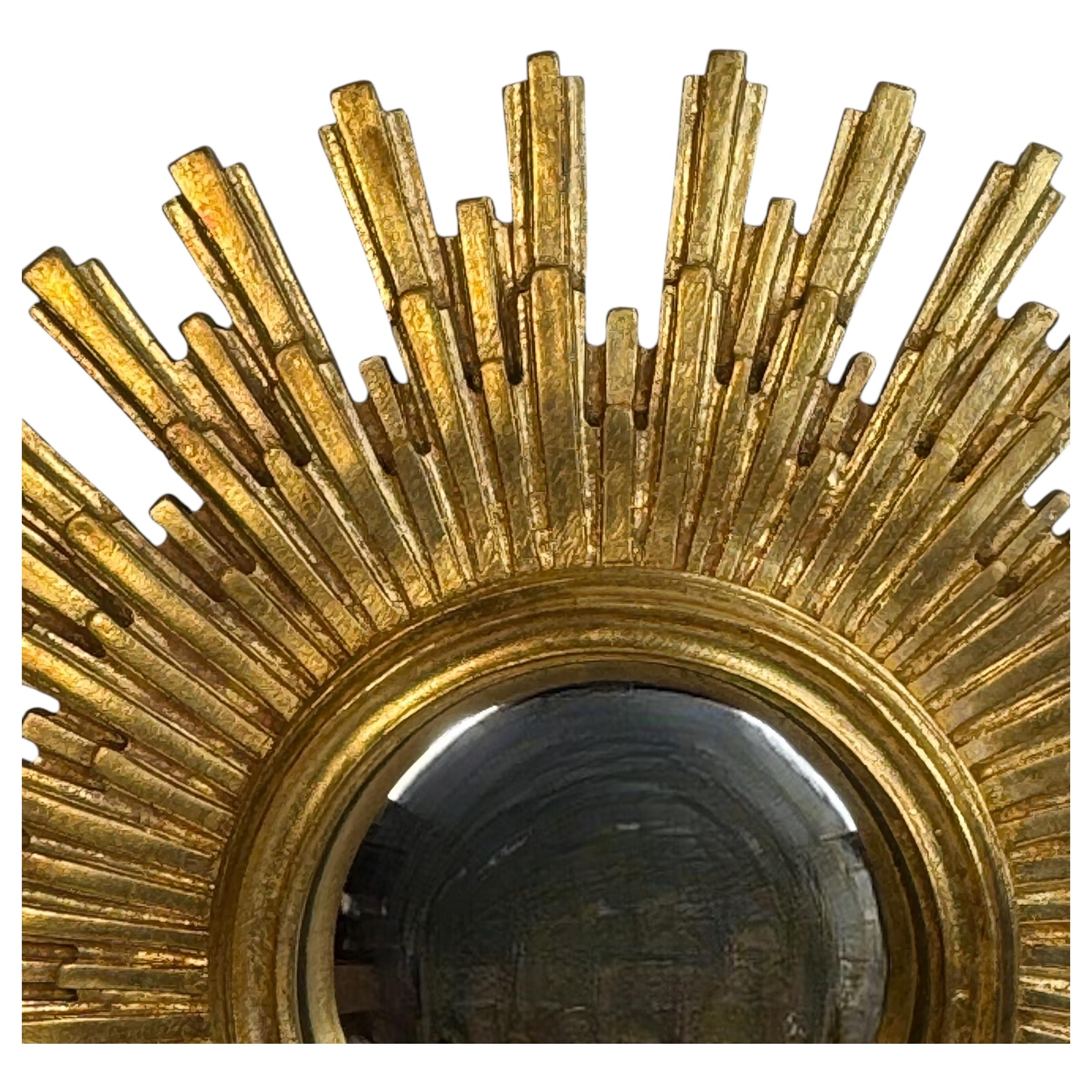 Stunning Large Gold Sunburst Starburst Convex Mirror Belgium 1960s For Sale 2