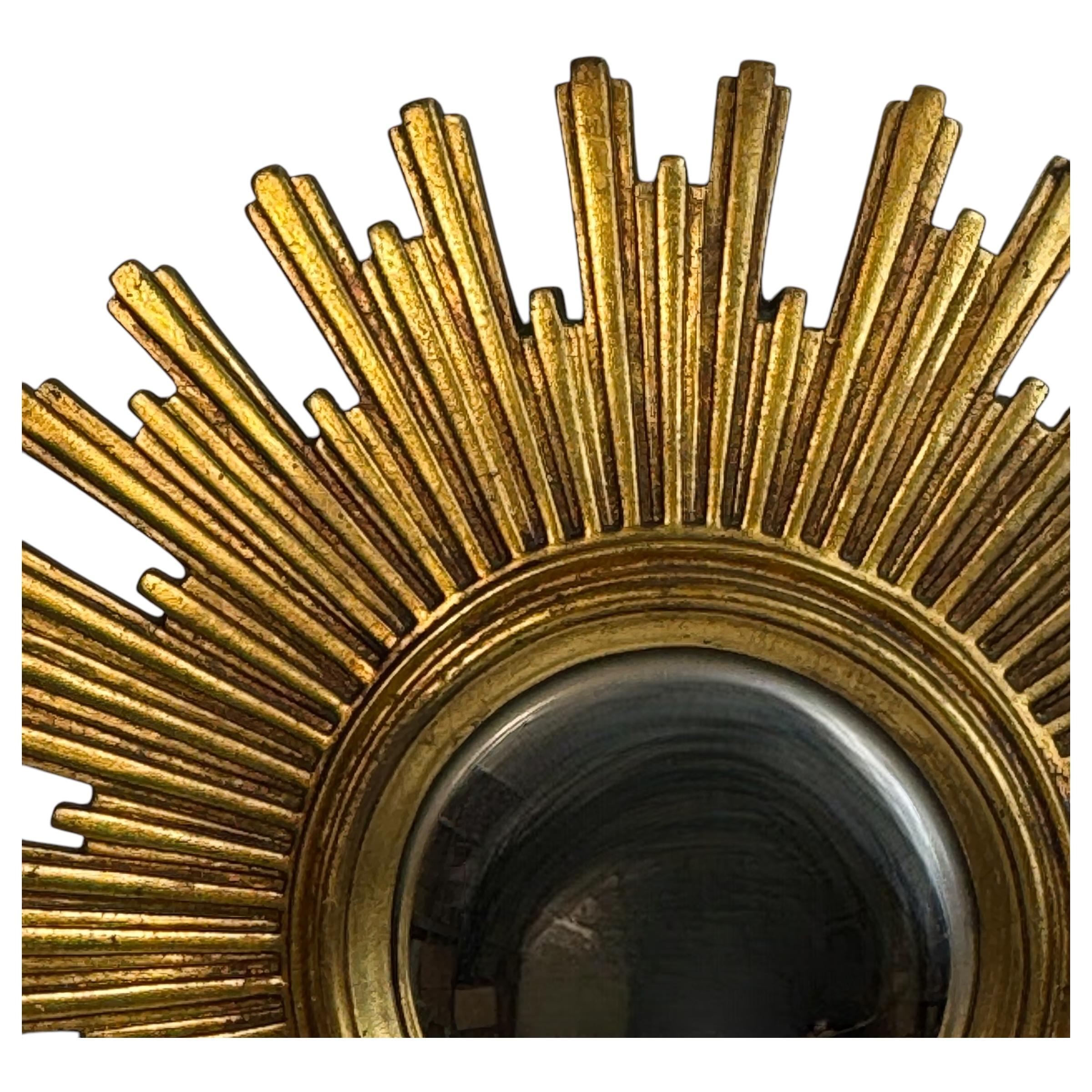 Stupendo specchio convesso Sunburst Starburst oro di grandi dimensioni Belgio anni '60 in vendita 1