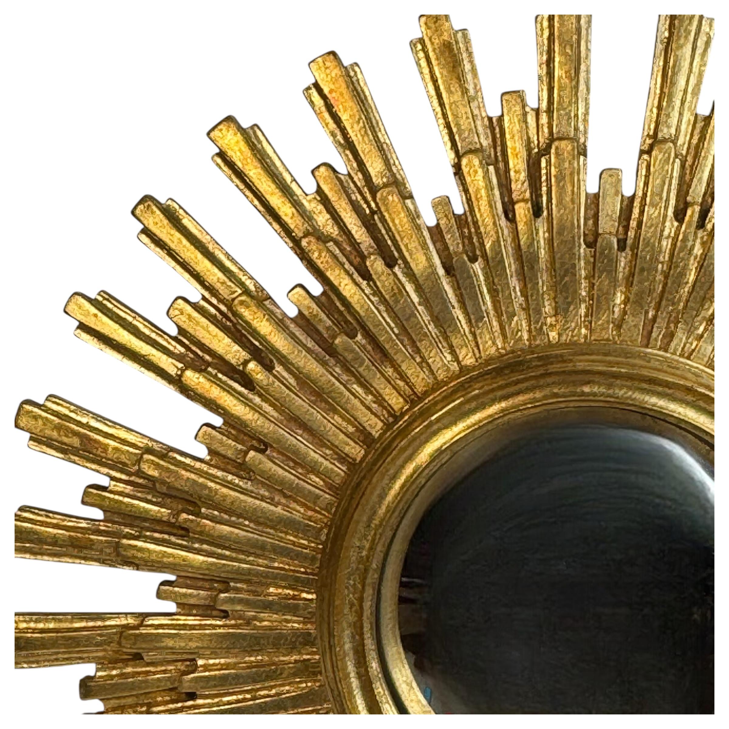 Stunning Large Gold Sunburst Starburst Convex Mirror Belgium 1960s For Sale 3
