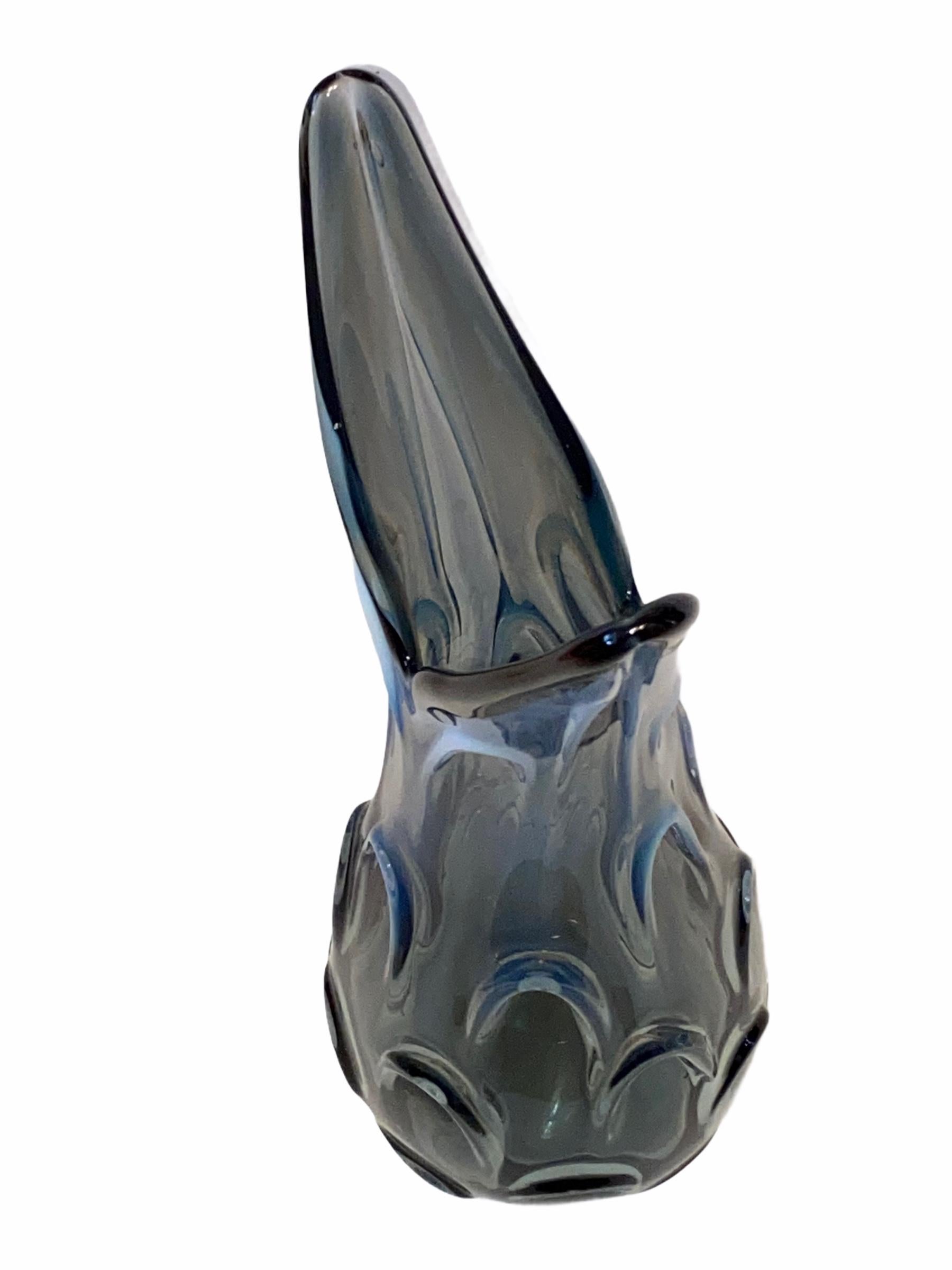 Hand-Crafted Stunning Large Grey, Blue and White Sommerso Art Glass Vase Murano, Italy, 1970s For Sale