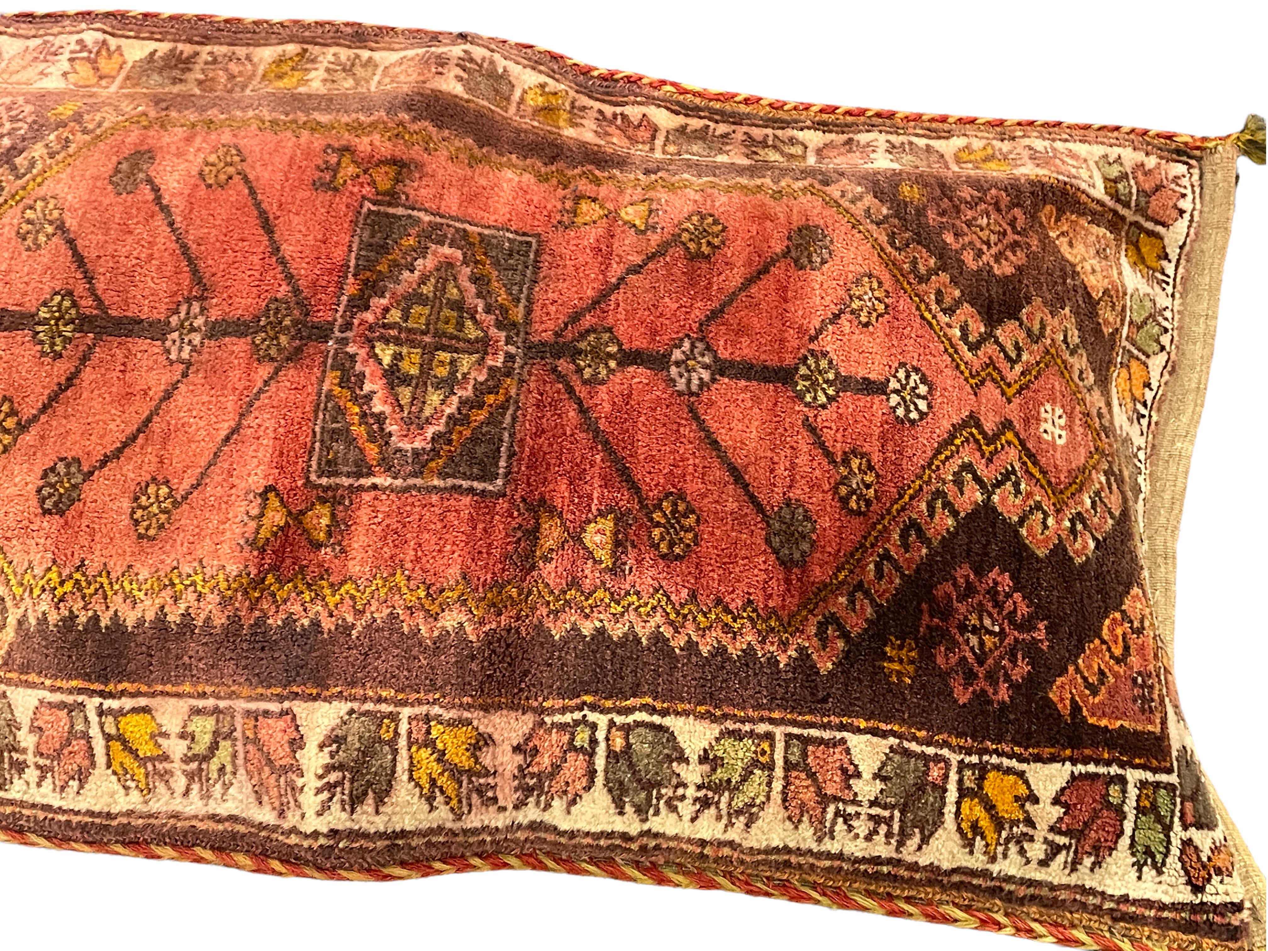 Stunning Large Gypsy Turkish Oriental Salt Bag or Rug Embroidery Pillow Case 4