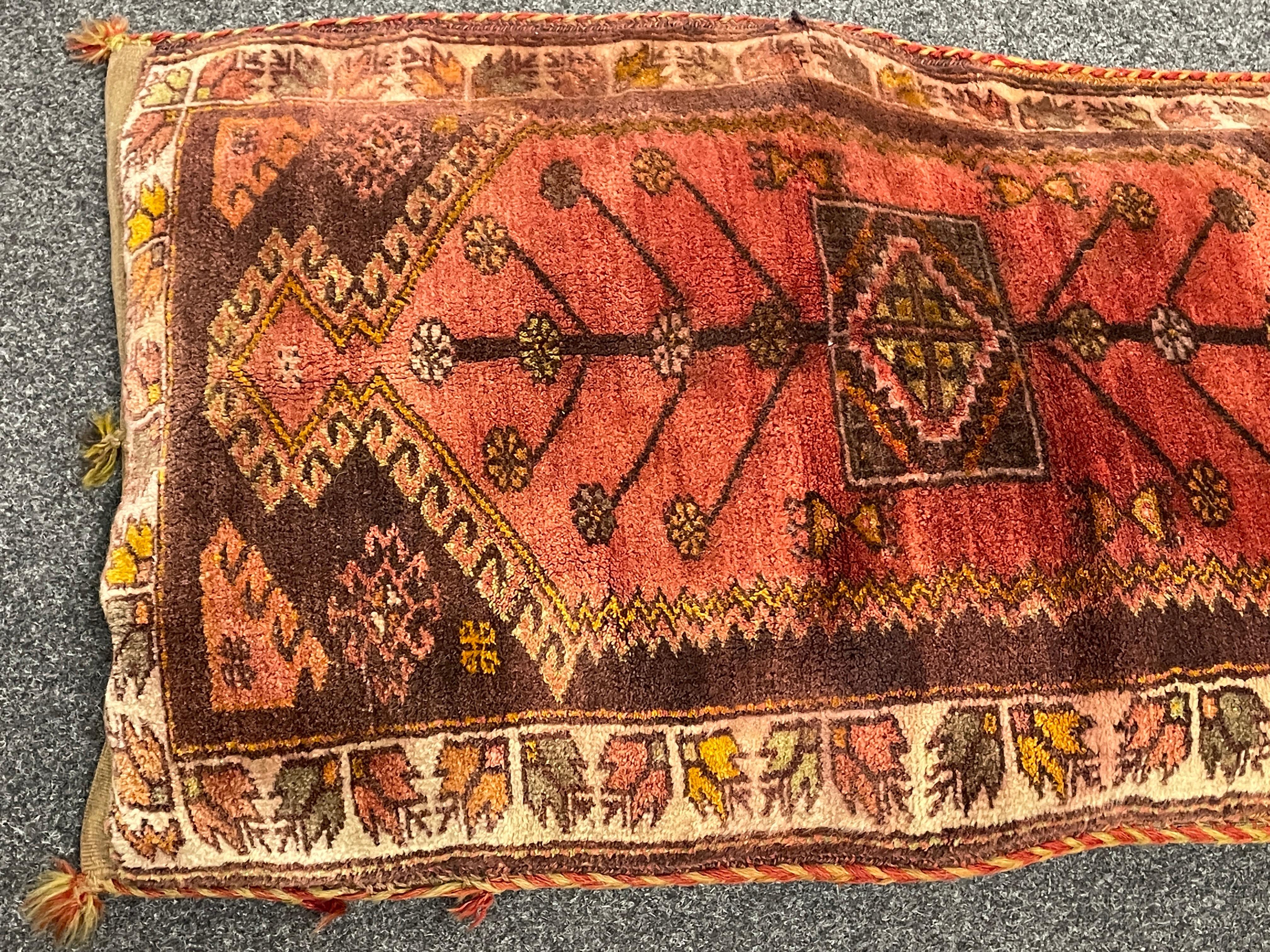 Mid-20th Century Stunning Large Gypsy Turkish Oriental Salt Bag or Rug Embroidery Pillow Case