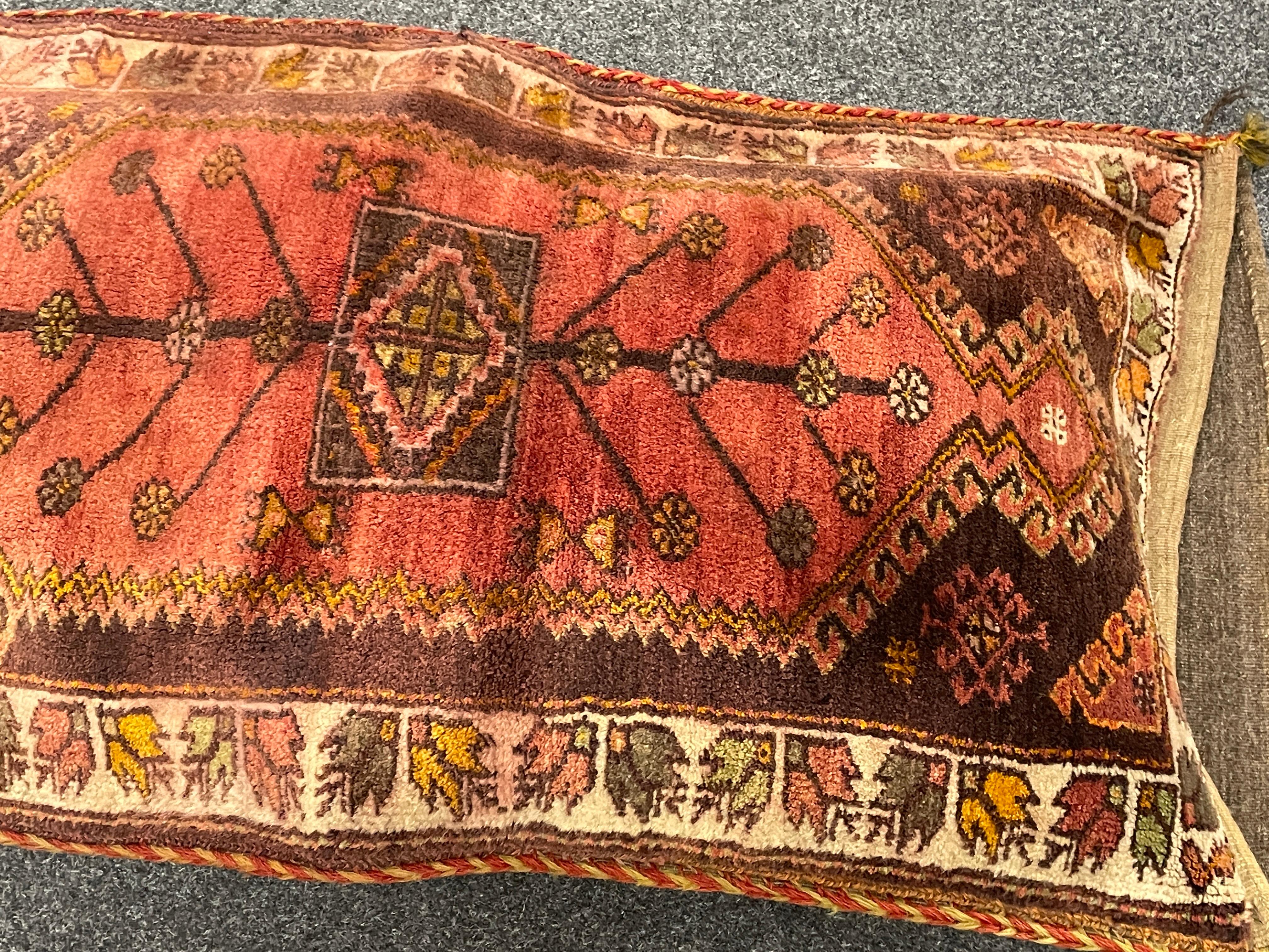 Wool Stunning Large Gypsy Turkish Oriental Salt Bag or Rug Embroidery Pillow Case