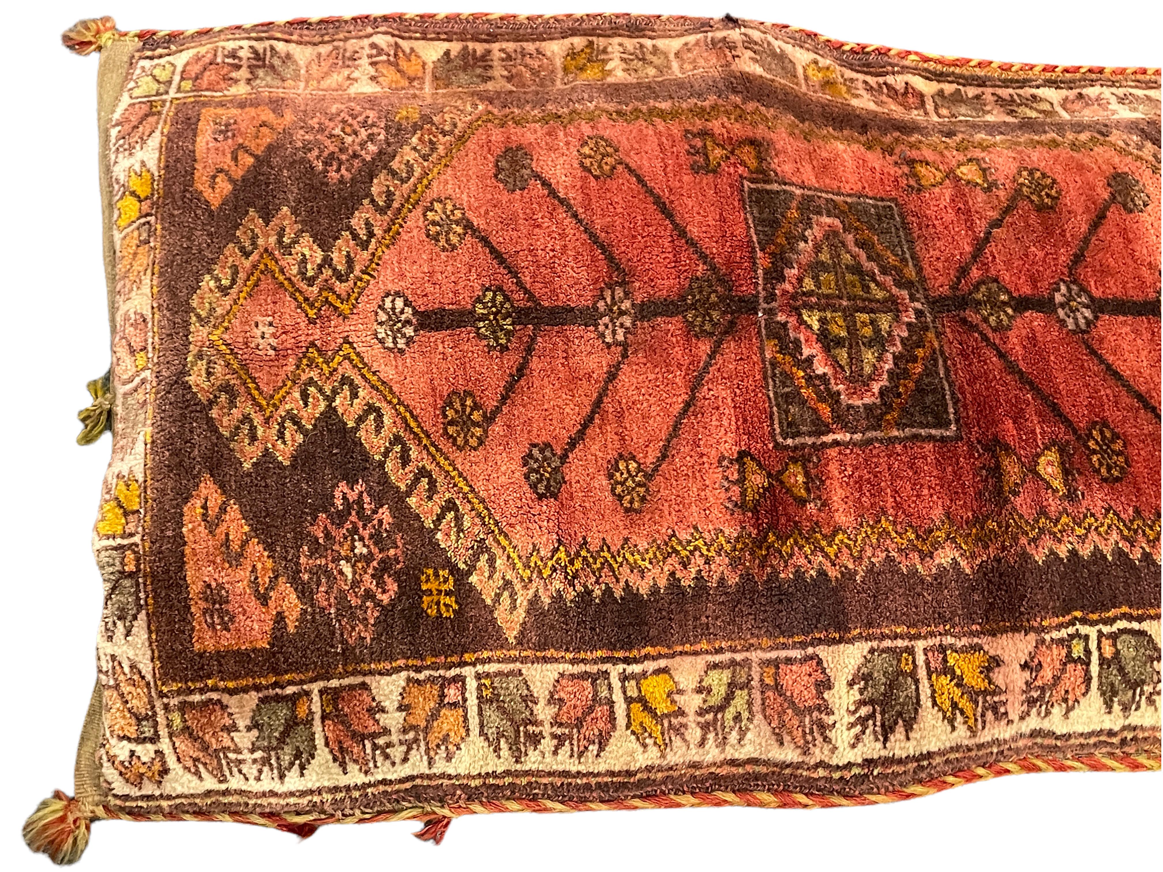 Stunning Large Gypsy Turkish Oriental Salt Bag or Rug Embroidery Pillow Case 3