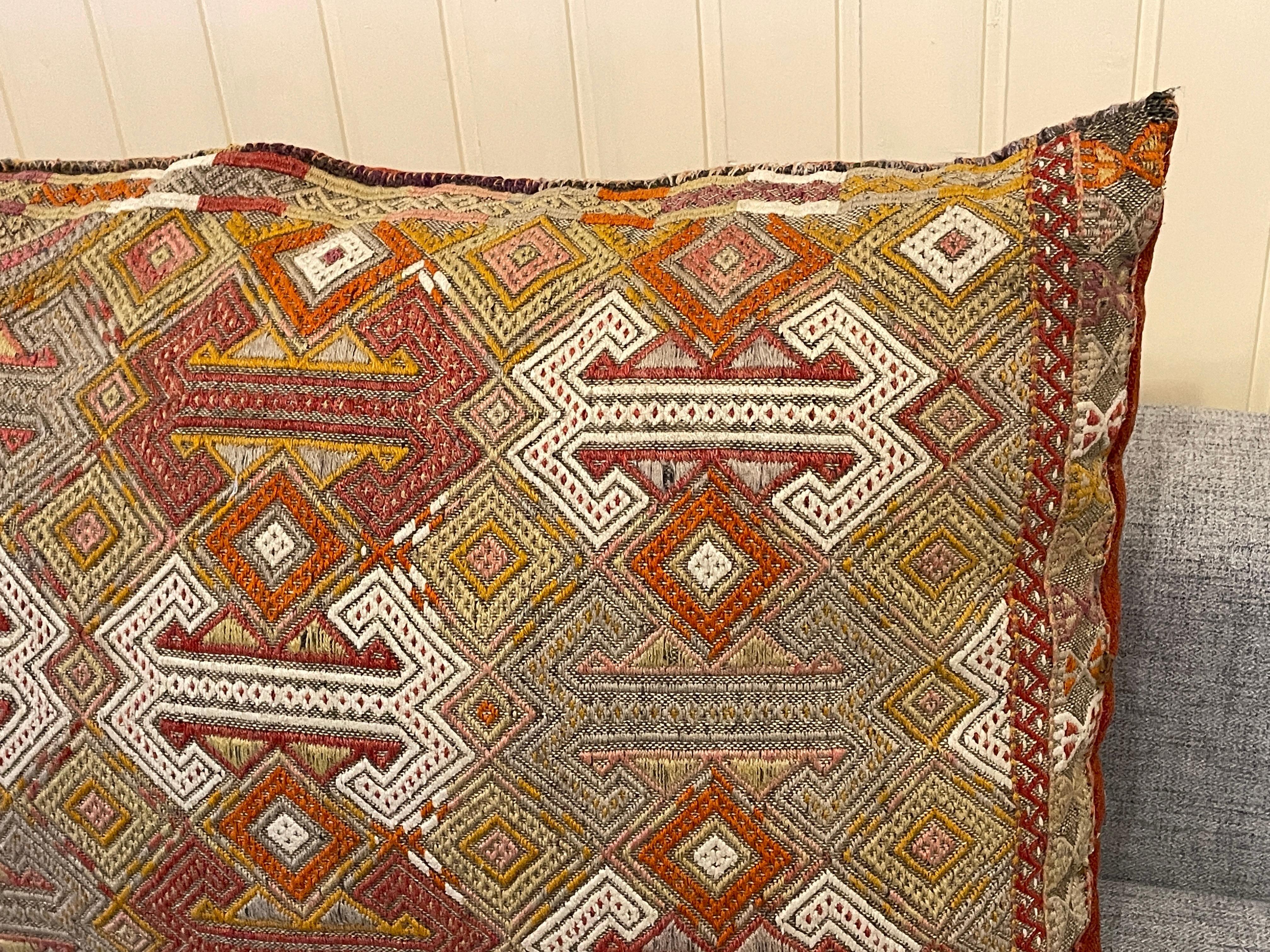 Mid-20th Century Stunning Large Gypsy Turkish Oriental Salt Bag or Rug Embroidery Pillow